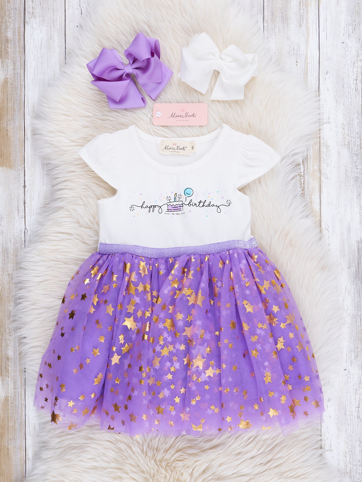 Purple & Gold Birthday Sparkle Tulle Dress - Marie Nicole Clothing