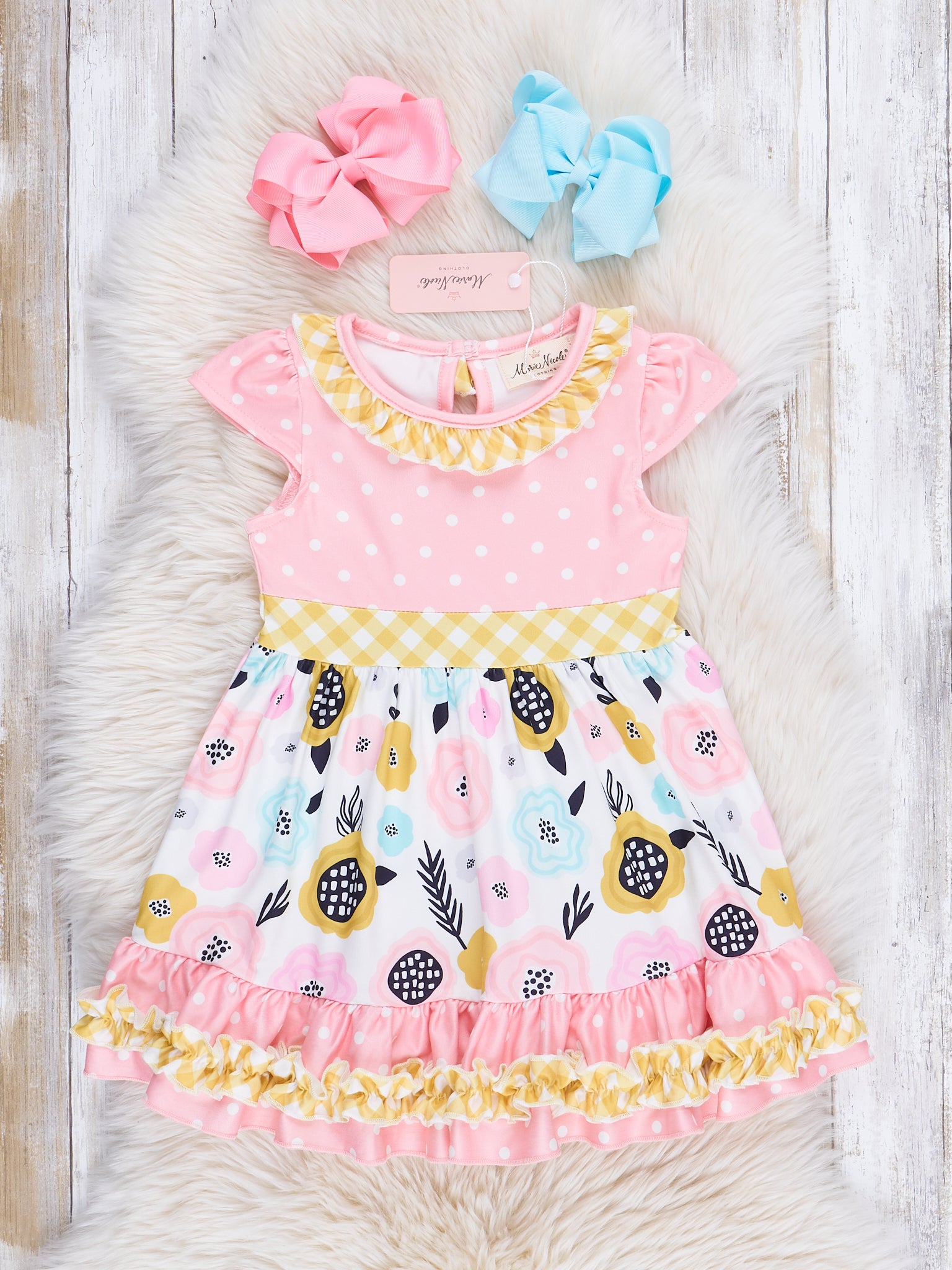 Blush Blooms Ruffle Dress - Marie Nicole Clothing