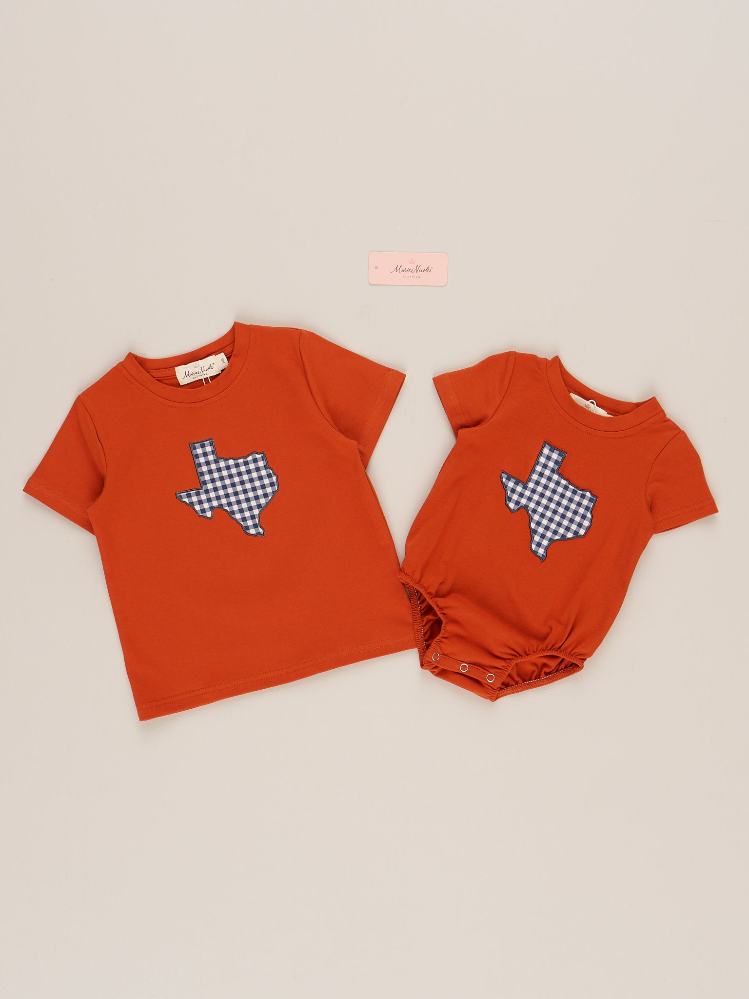 Texas Embroidered Gingham Bubble Romper - Marie Nicole Clothing