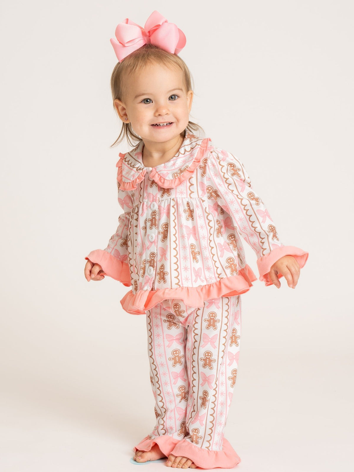 Sweet Gingerbread Collar Ruffle Pajamas - Marie Nicole Clothing