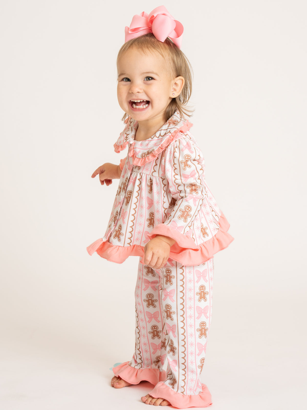Sweet Gingerbread Collar Ruffle Pajamas - Marie Nicole Clothing