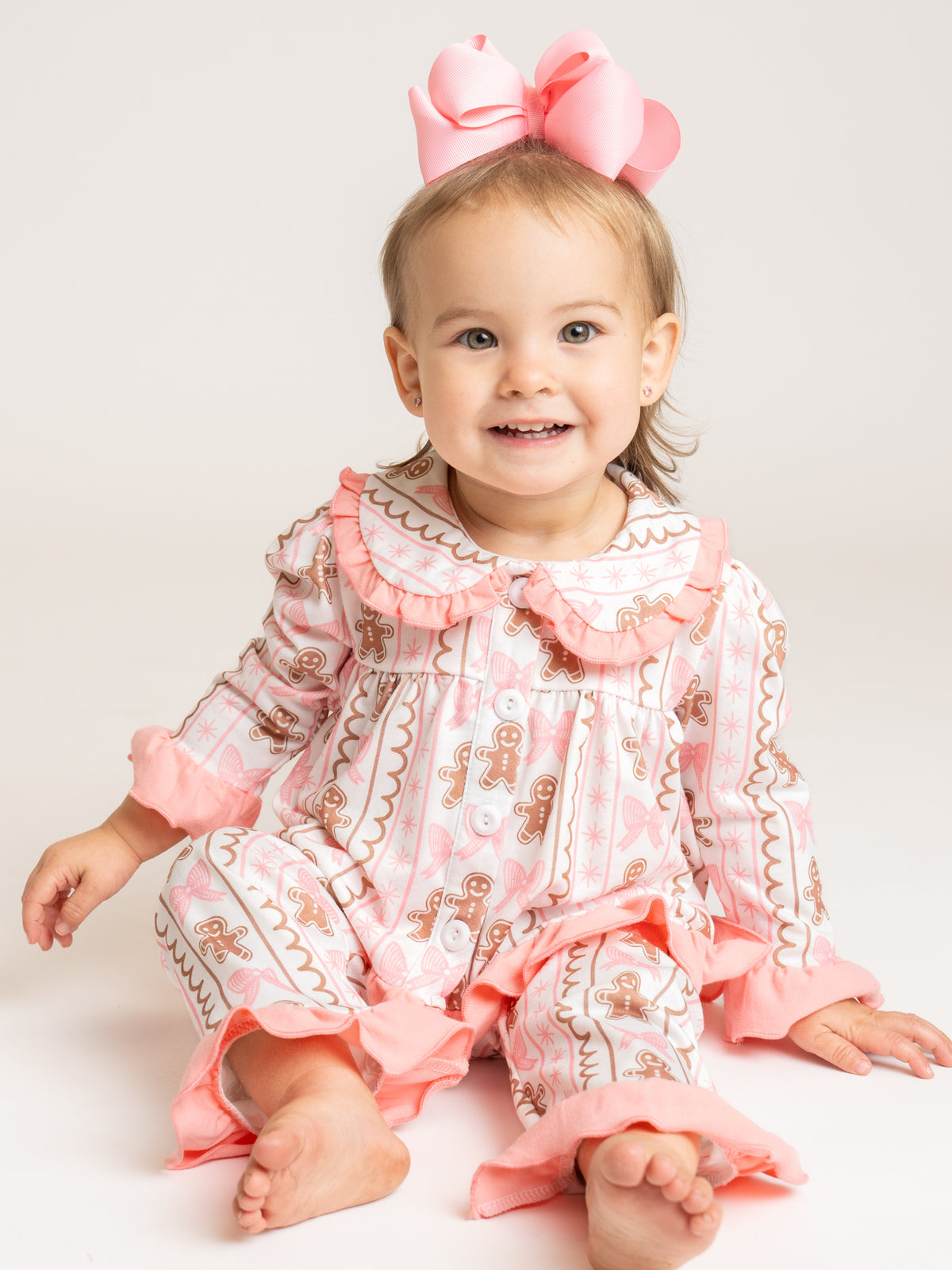 Sweet Gingerbread Collar Ruffle Pajamas - Marie Nicole Clothing