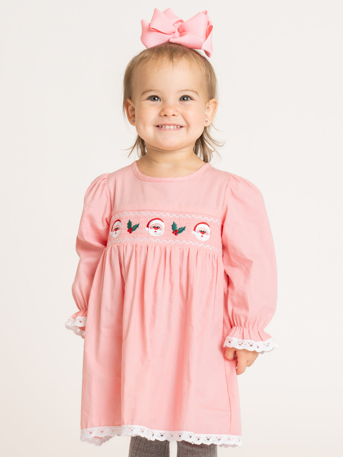Jolly Santa Smocked Lace Dress - Marie Nicole Clothing