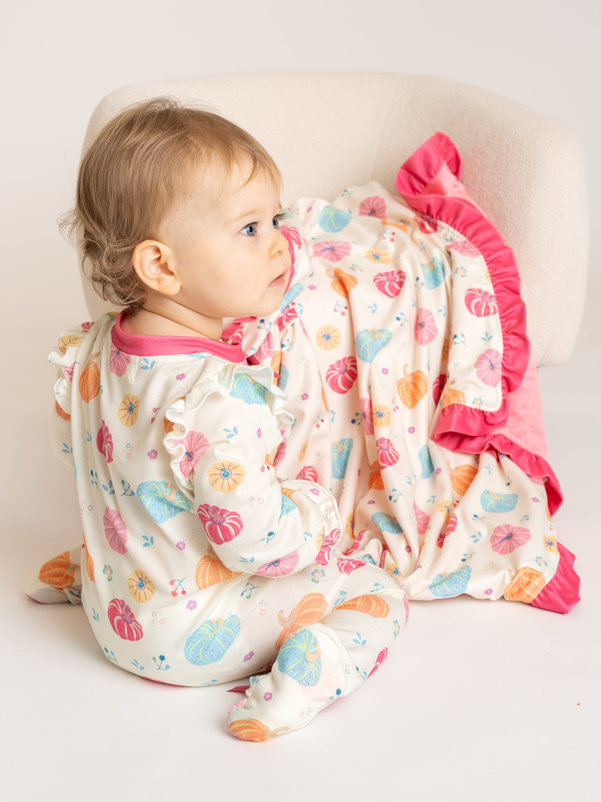 Playful Pumpkins Ruffle Footed Sleeper Pajamas - Marie Nicole Clothing