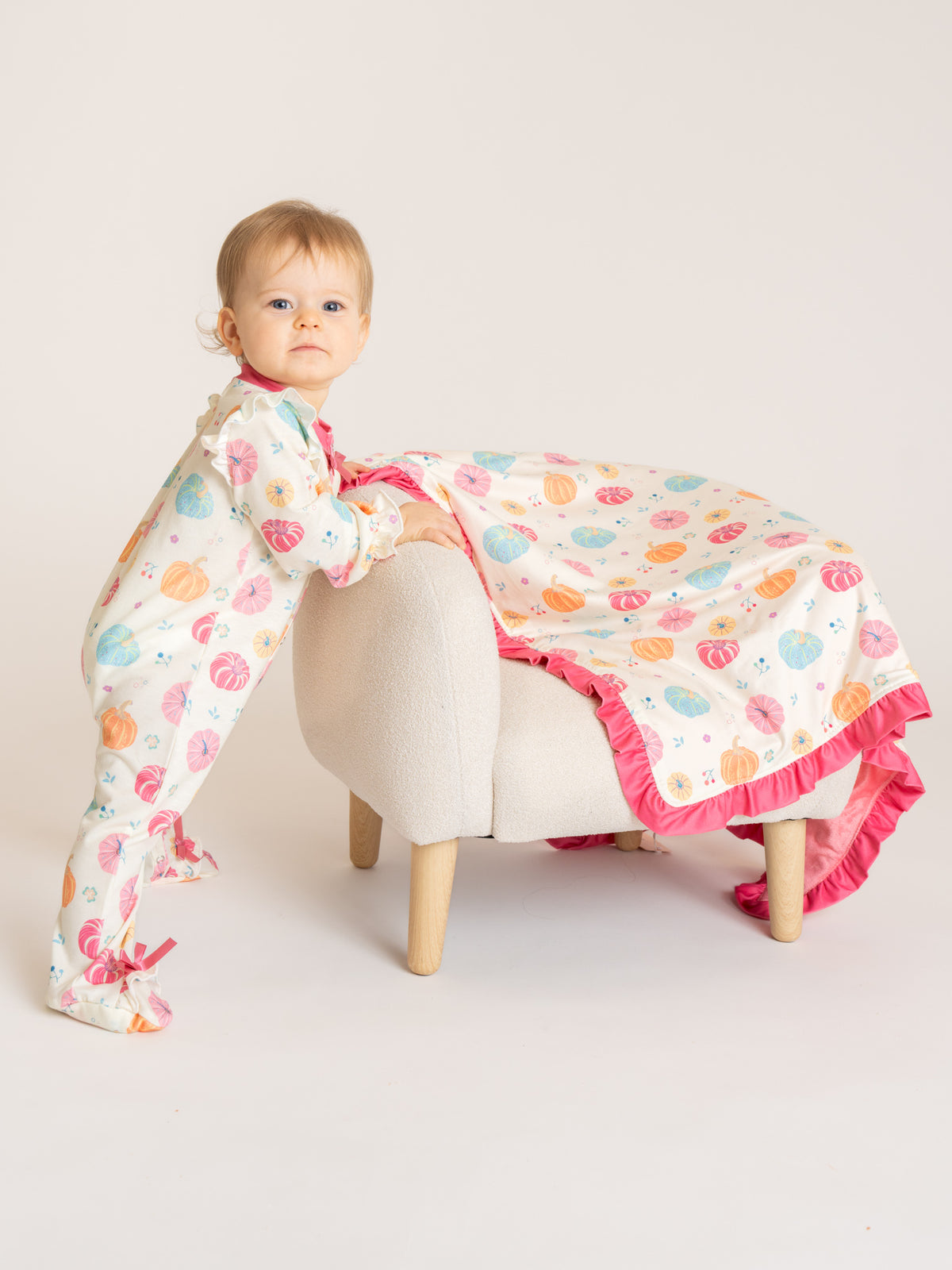 Playful Pumpkins Ruffle Footed Sleeper Pajamas - Marie Nicole Clothing