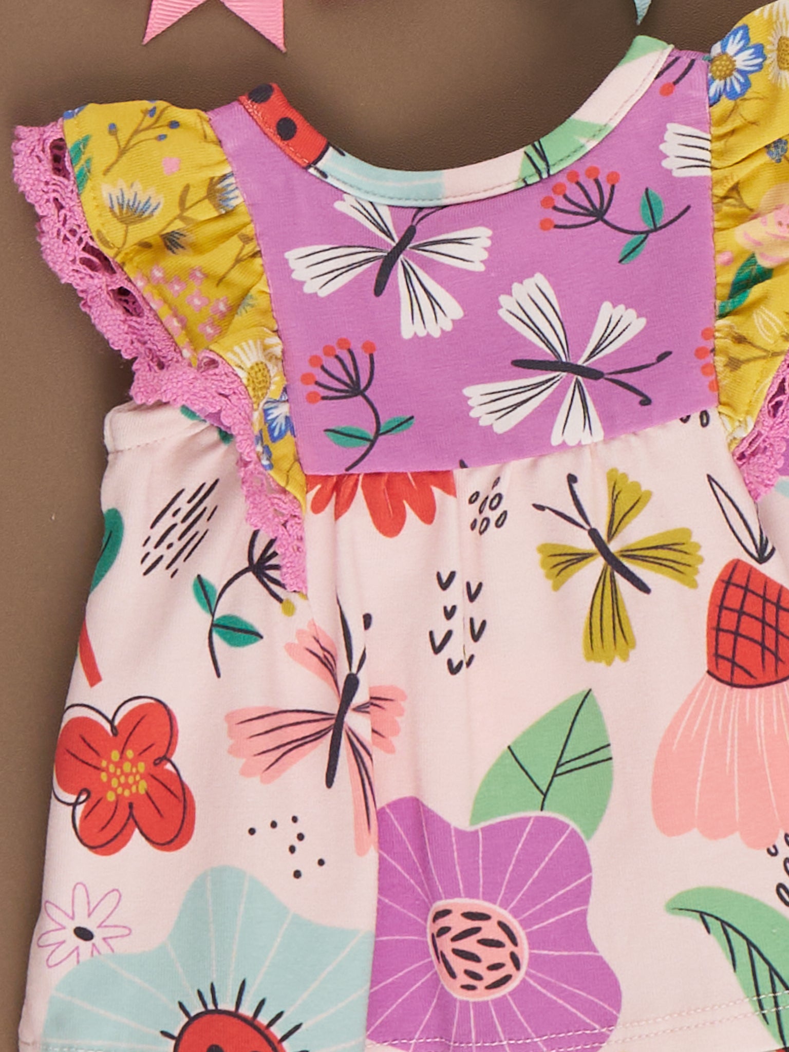 Butterfly Blooms Ruffle Tank Dress for 18" Doll - Marie Nicole Clothing