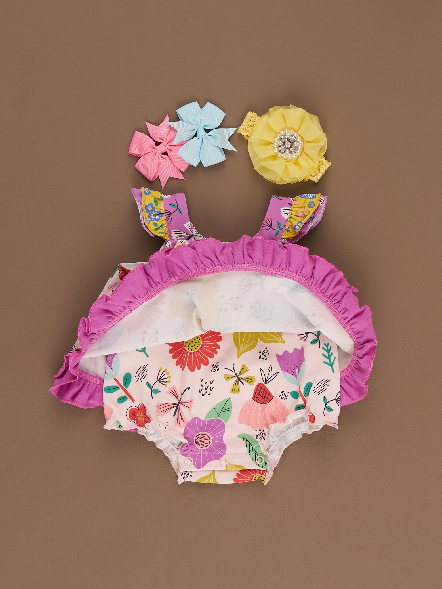 Butterfly Blooms Bubble Romper - Marie Nicole Clothing