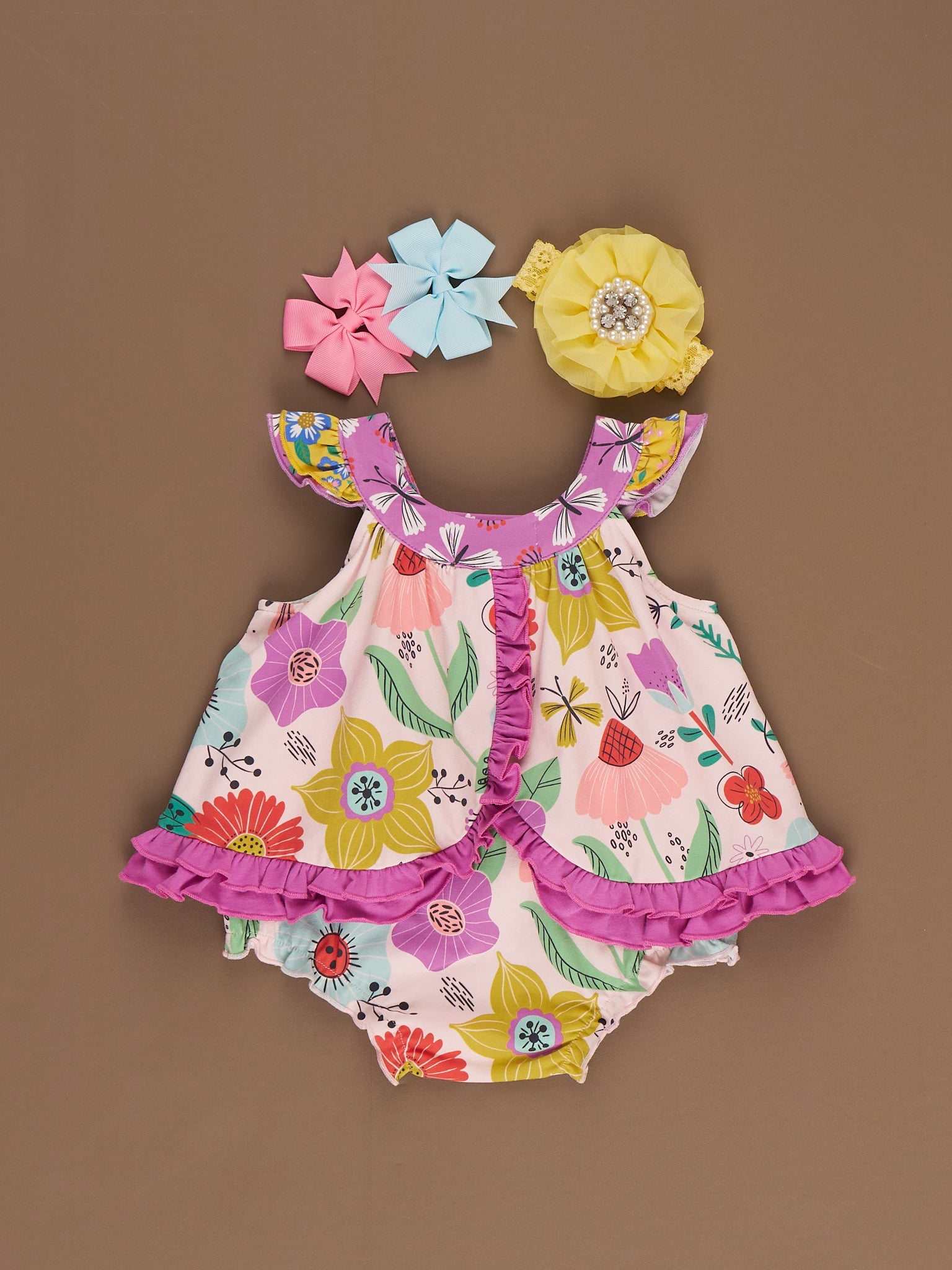 Butterfly Blooms Bubble Romper - Marie Nicole Clothing