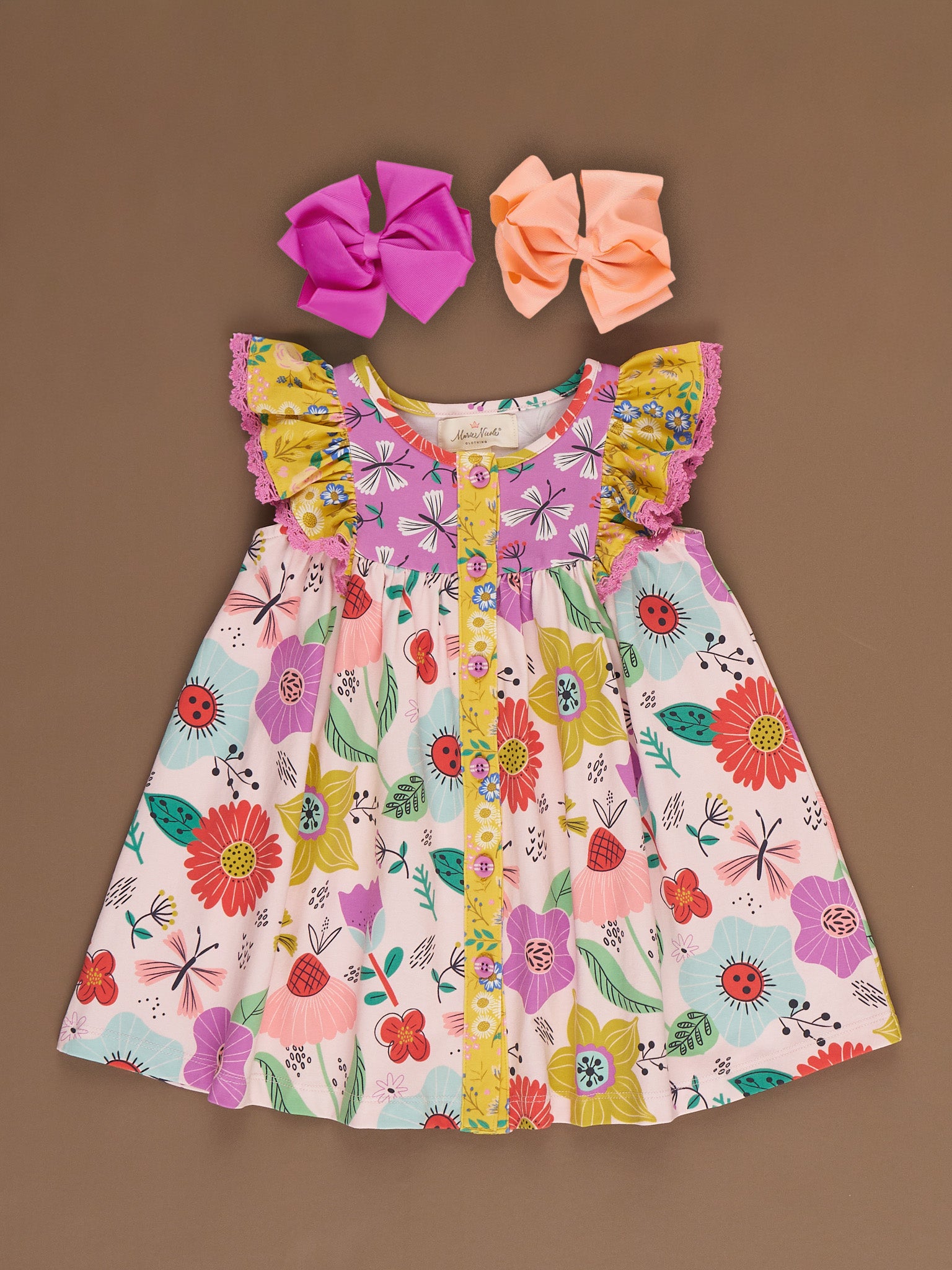 Butterfly Blooms Ruffle Tank Dress - Marie Nicole Clothing