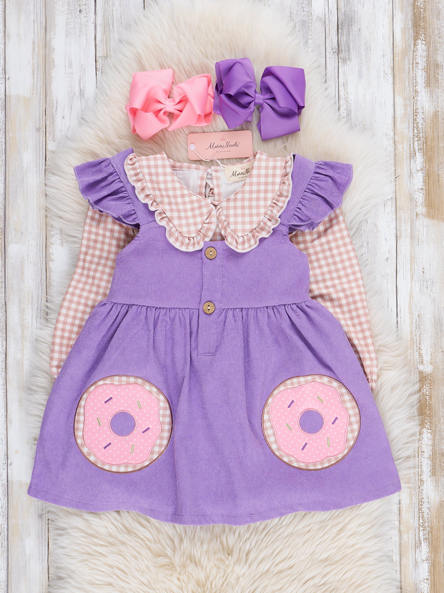 Purple Donuts Ruffle Skirtall Set - Marie Nicole Clothing