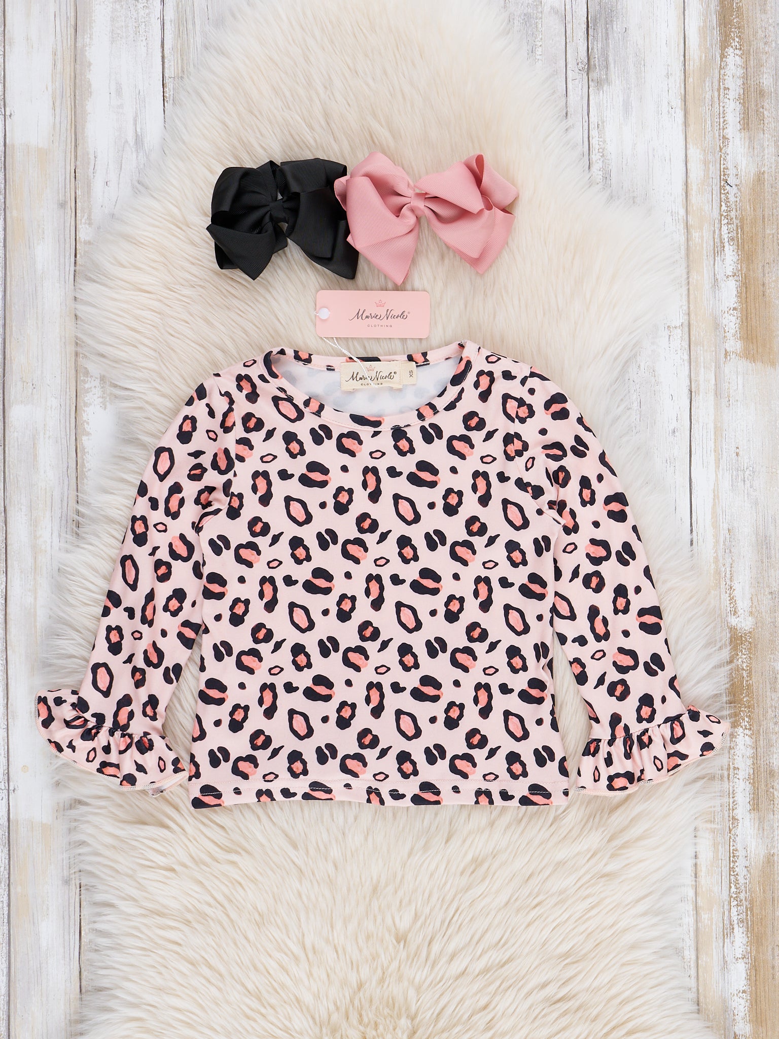 Black Velvet Leopard Ruffle Skirtall Set - Marie Nicole Clothing