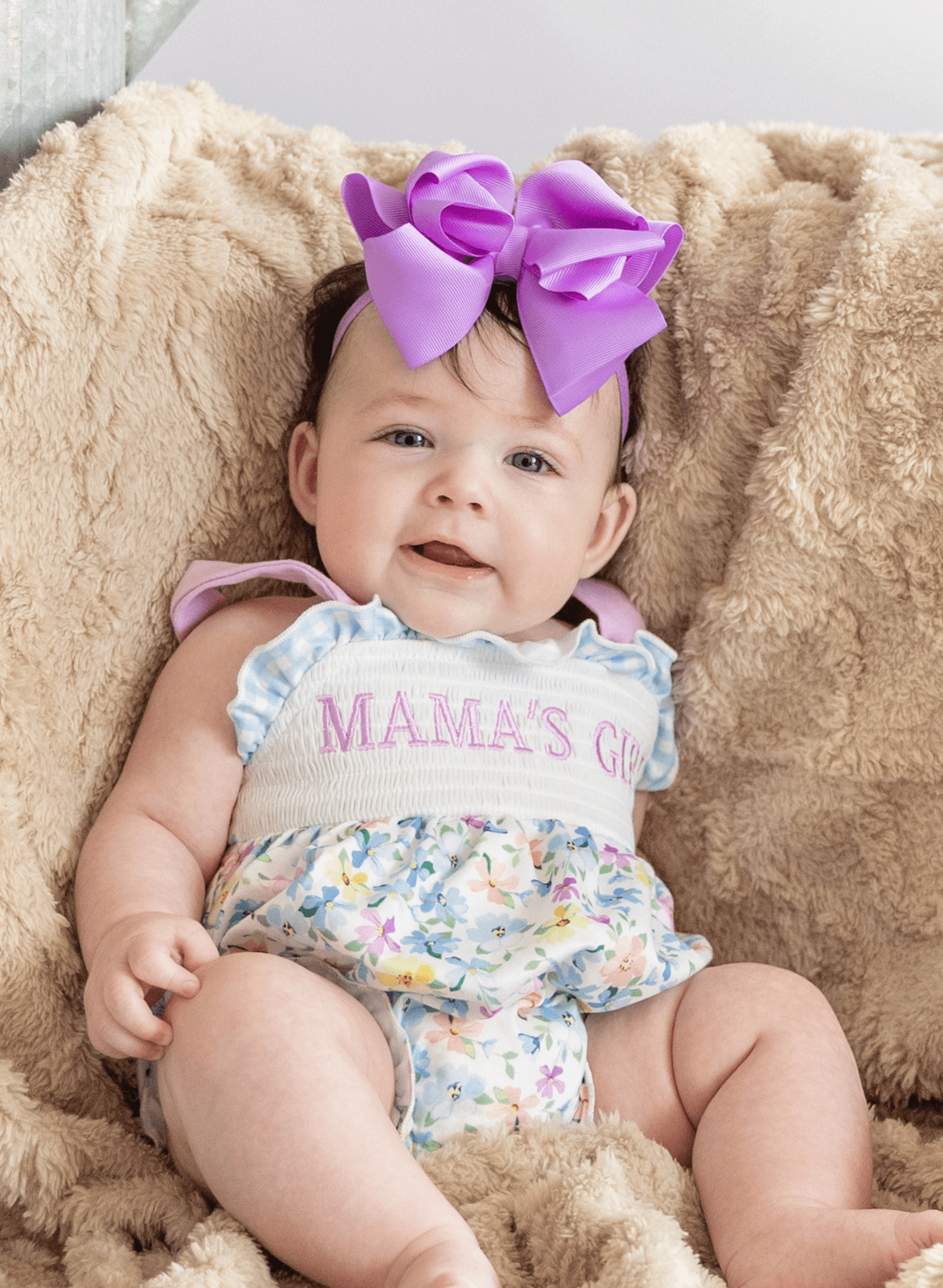 MAMA'S GIRL Petal Hem Smocked Ruffle Bubble Romper - Marie Nicole Clothing