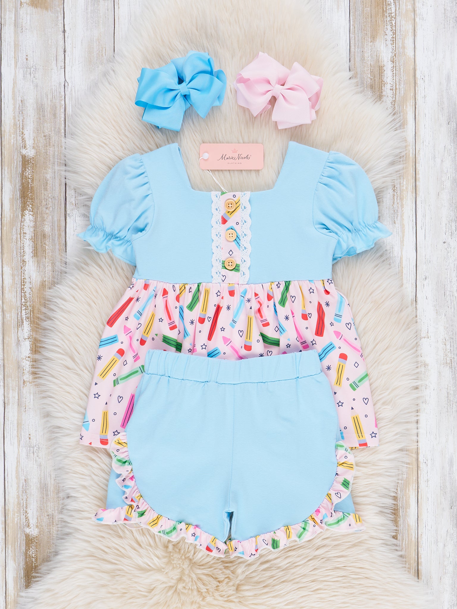 Crayon Party Ruffle Outfit - Marie Nicole Clothing