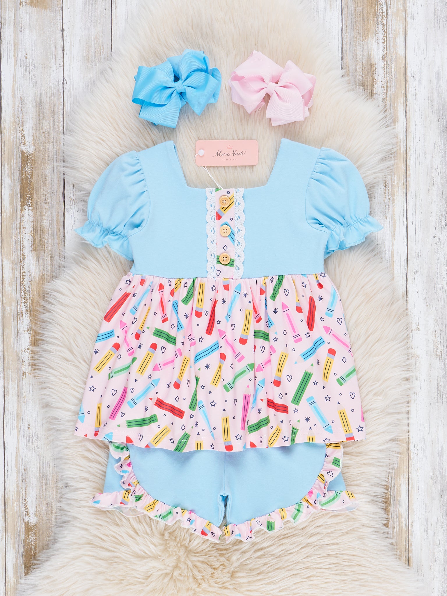 Crayon Party Ruffle Outfit - Marie Nicole Clothing