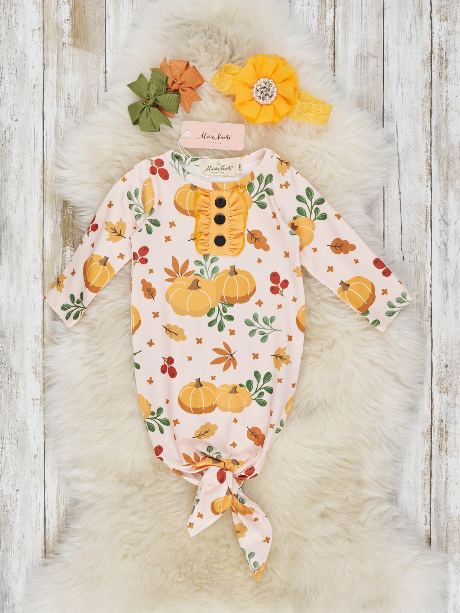 Golden Pumpkin Patch Knot Gown - Marie Nicole Clothing