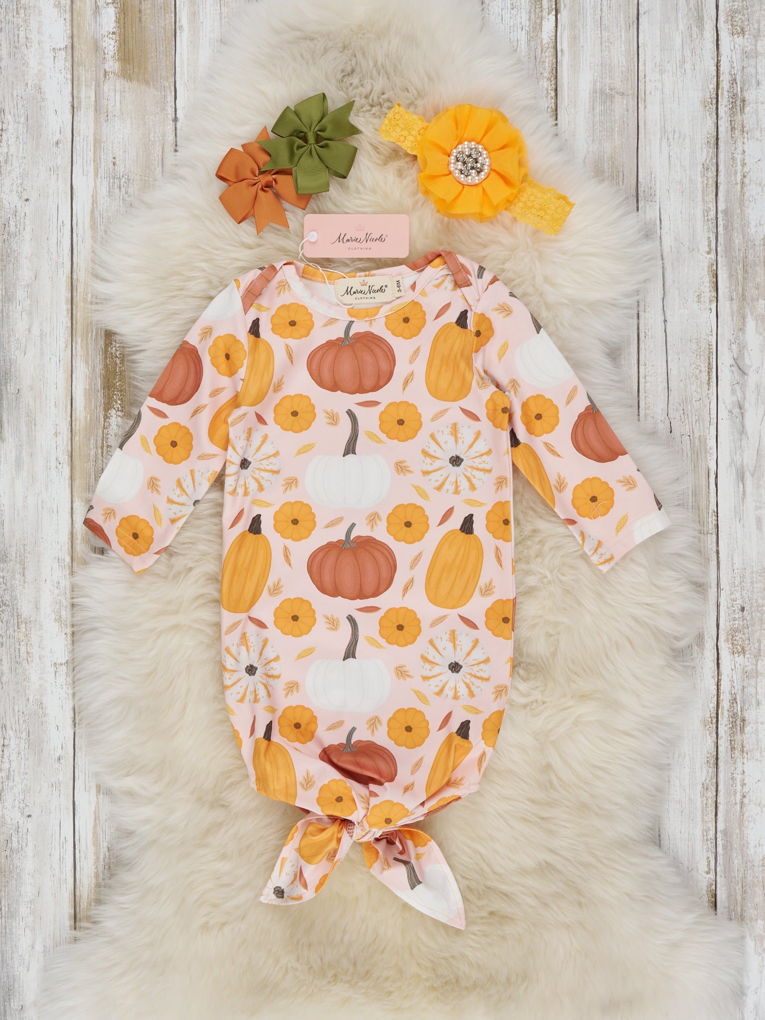 Burnt Orange & Golden Pumpkin Knot Gown - Marie Nicole Clothing
