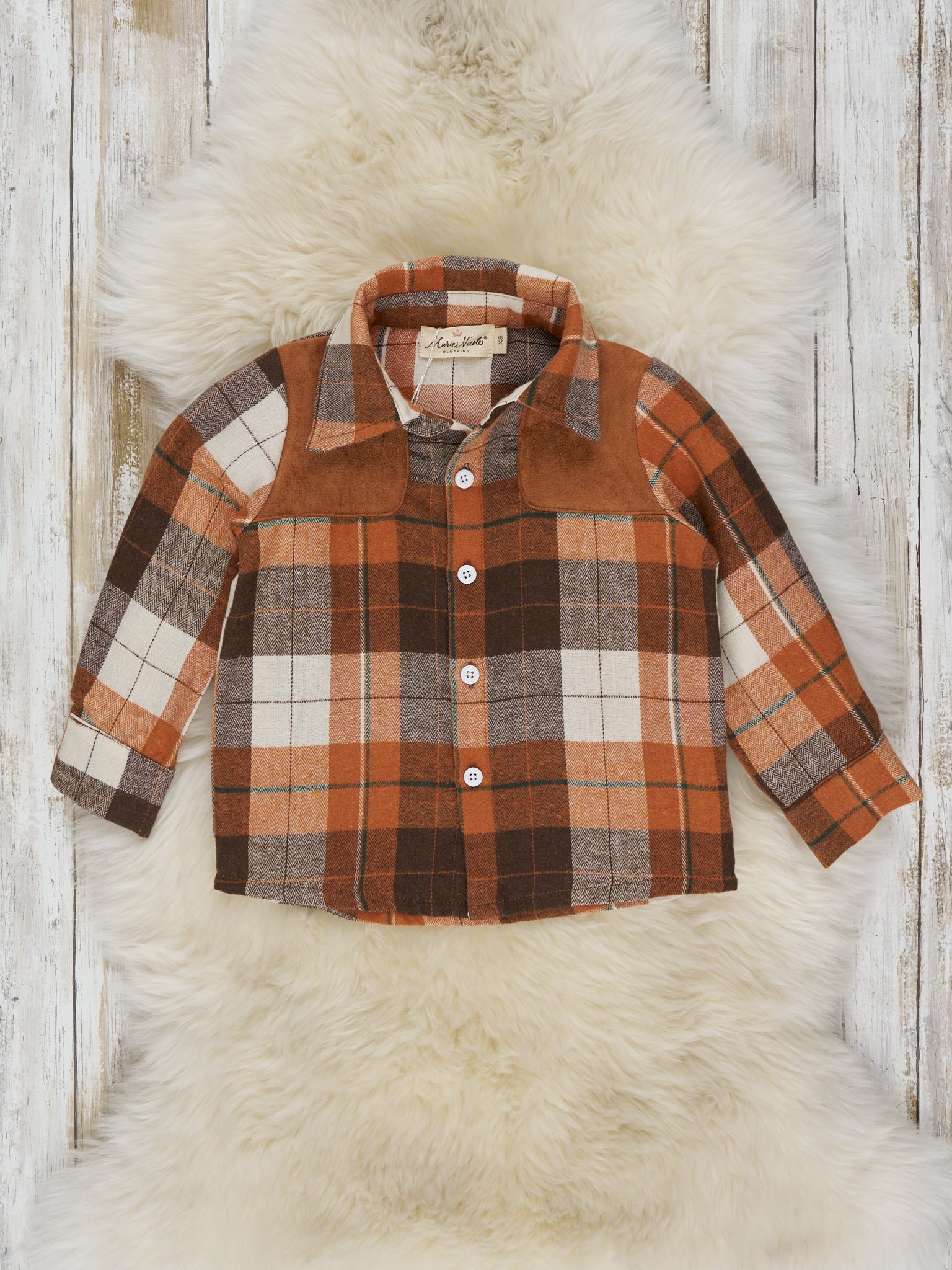 Autumn Patches Plaid Button Up Shirt - Marie Nicole Clothing