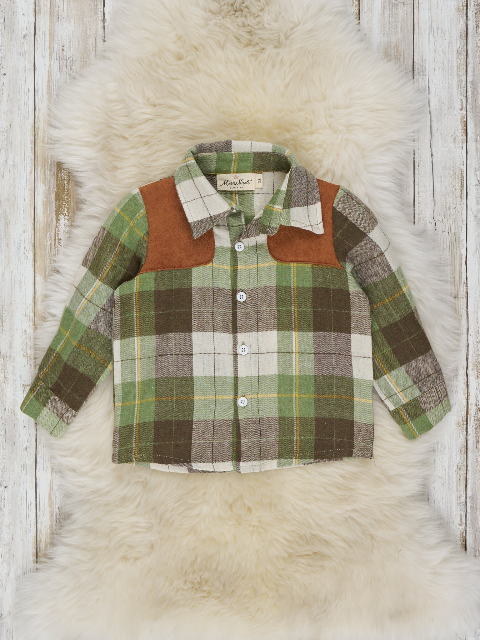 Autumn Patches Plaid Button Up Shirt - Marie Nicole Clothing