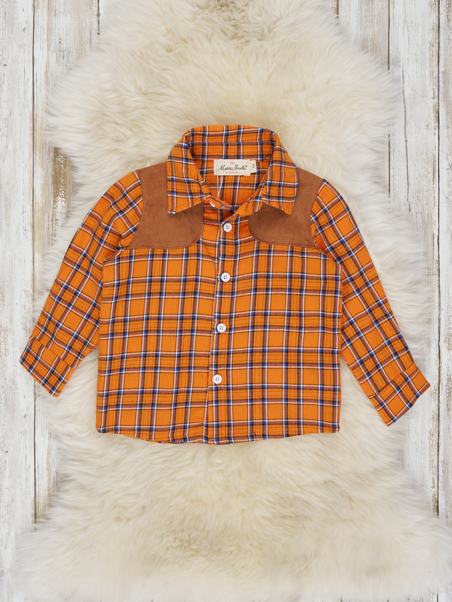 Autumn Patches Plaid Button Up Shirt - Marie Nicole Clothing