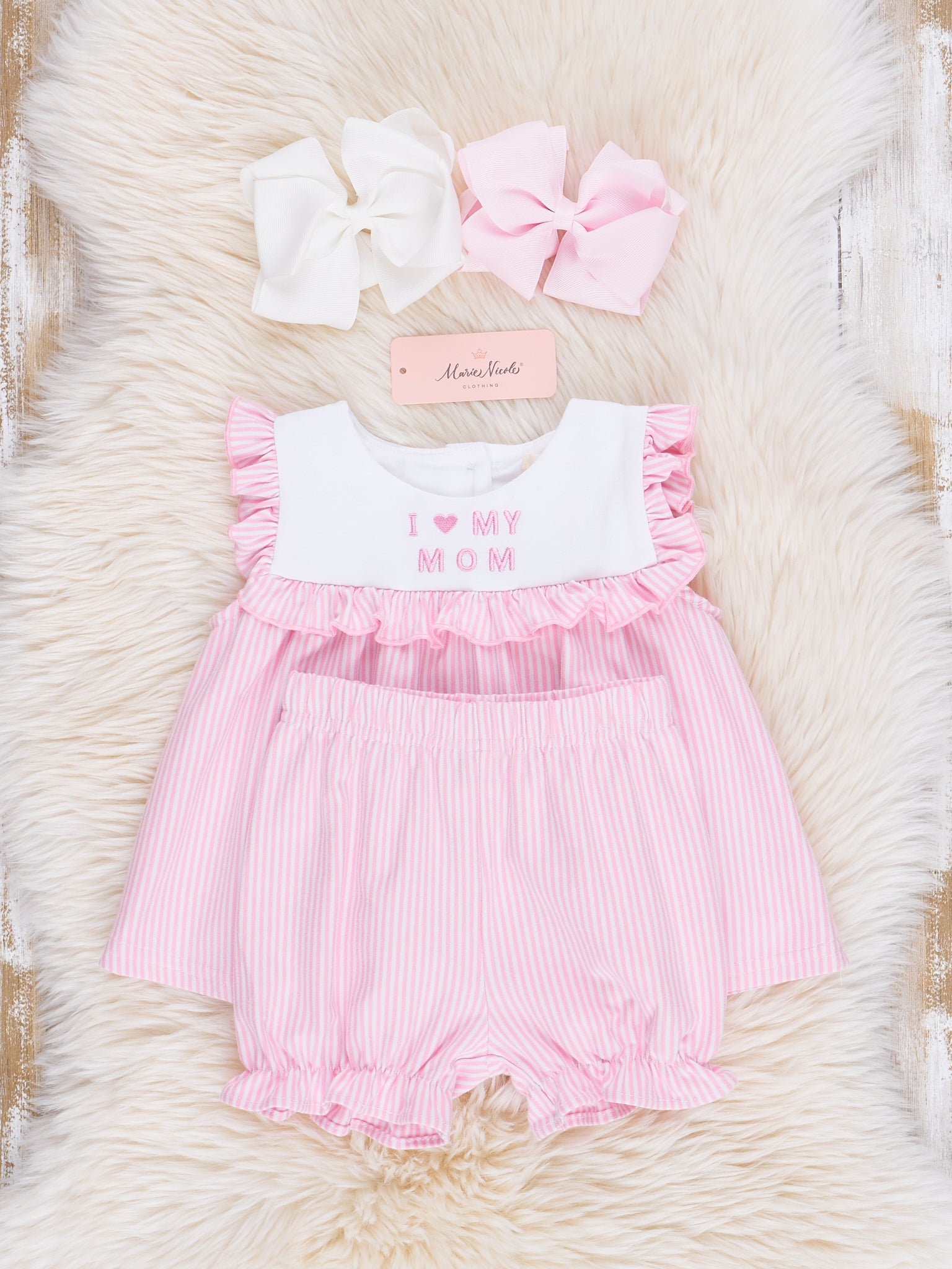 Pink Mom Love Ruffle Outfit - Marie Nicole Clothing