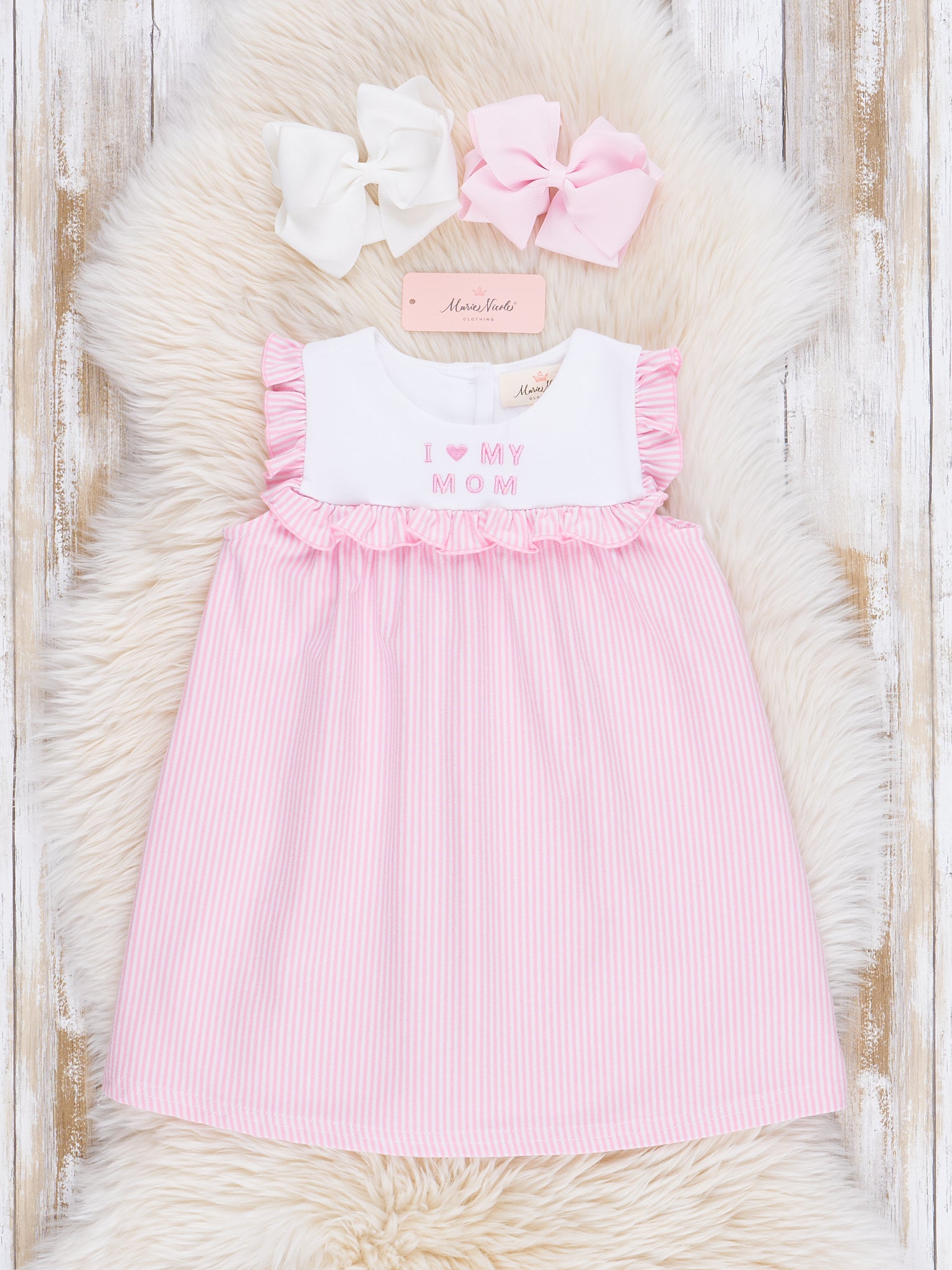 Pink Mom Love Ruffle Dress - Marie Nicole Clothing