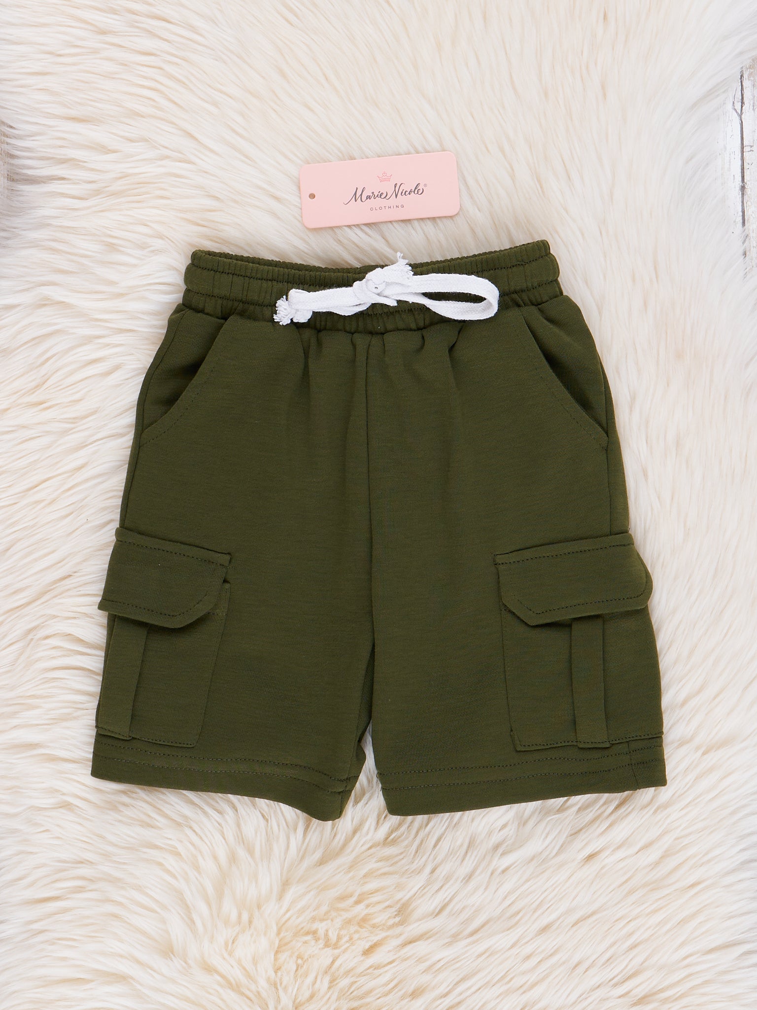 Army Green Cargo Shorts - Marie Nicole Clothing