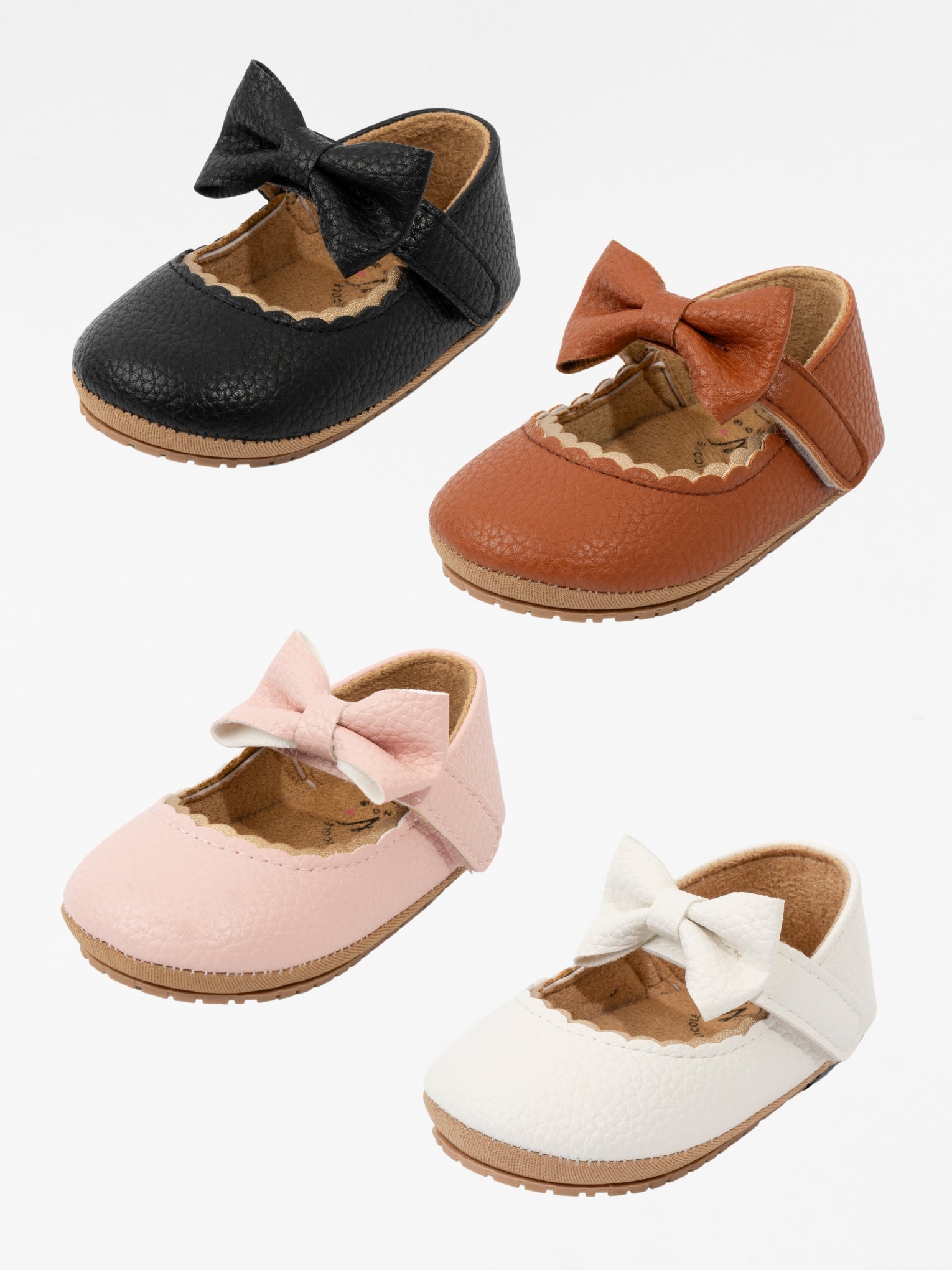 Scalloped Bows Mary Jane Baby Shoes - Marie Nicole Clothing