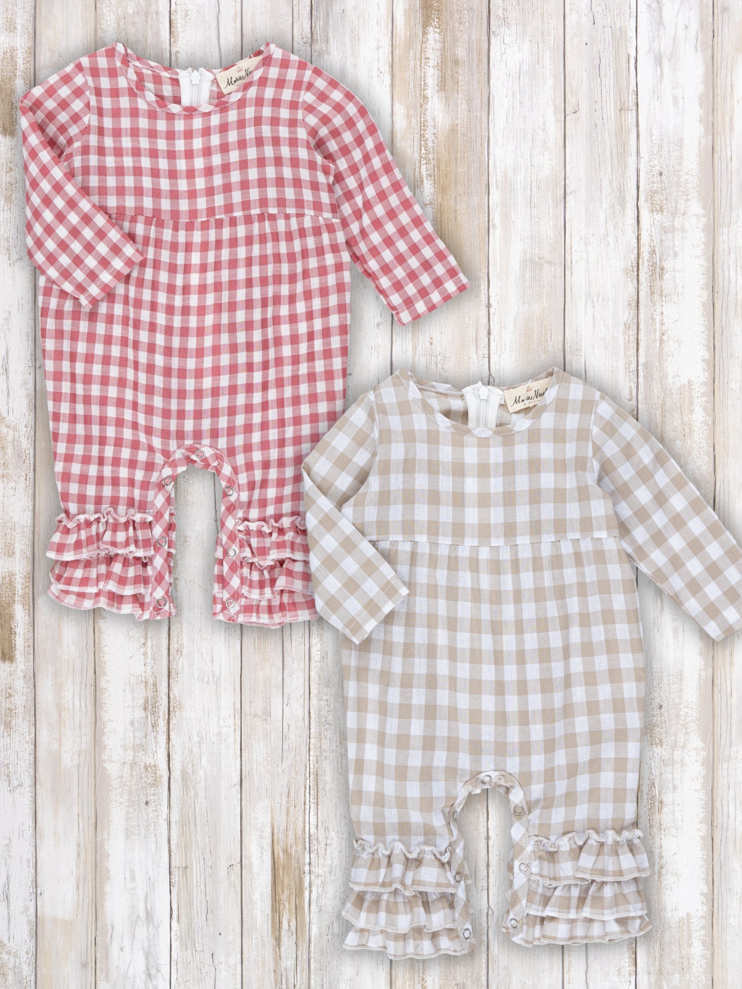 Fall Gingham Tiered Ruffle Romper - Marie Nicole Clothing