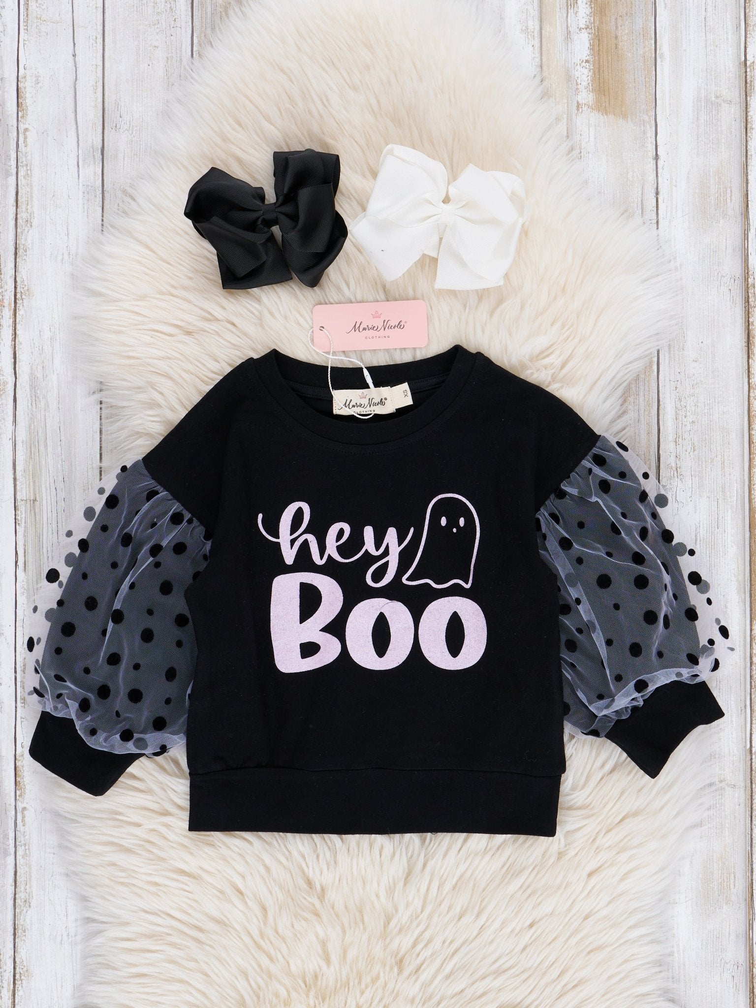 Lavender "Hey Boo" Tulle Shirt - Marie Nicole Clothing