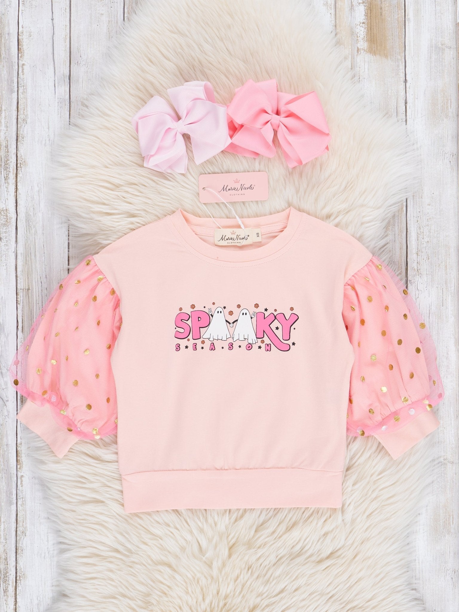 Blush Spooky Ghosts Tulle Shirt - Marie Nicole Clothing