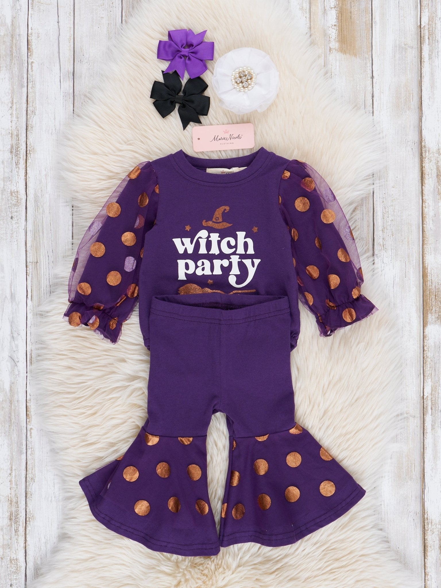 Violet "Witch Party" Polka Dot Outfit - Marie Nicole Clothing