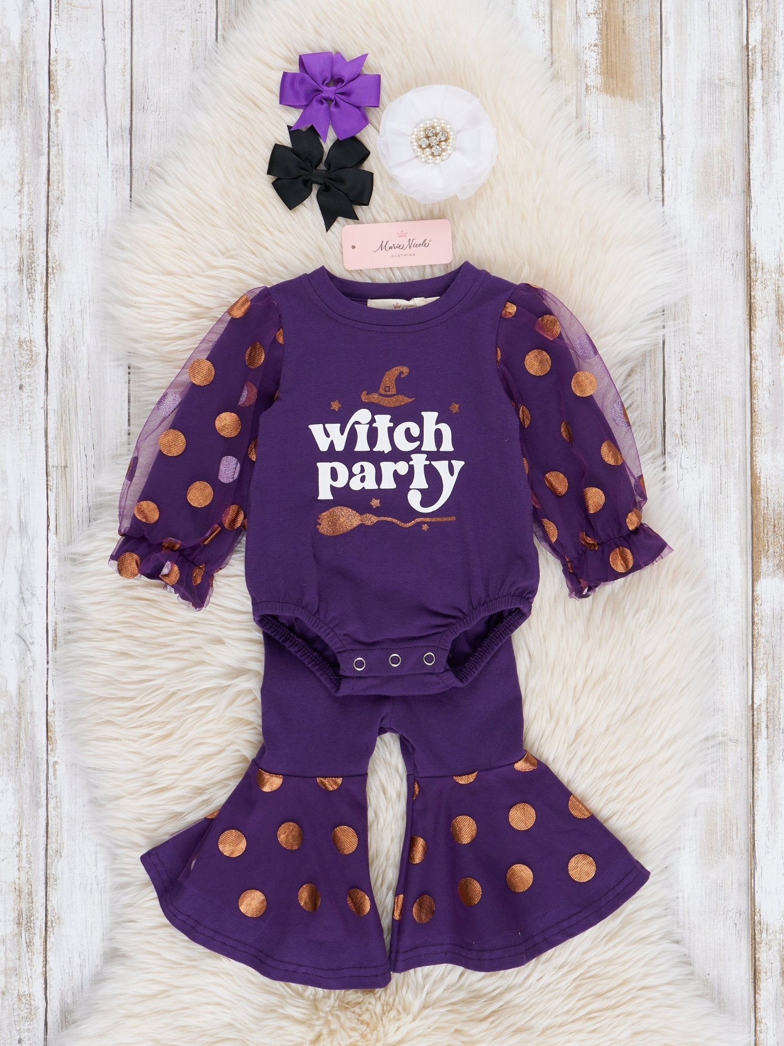 Violet "Witch Party" Polka Dot Outfit - Marie Nicole Clothing