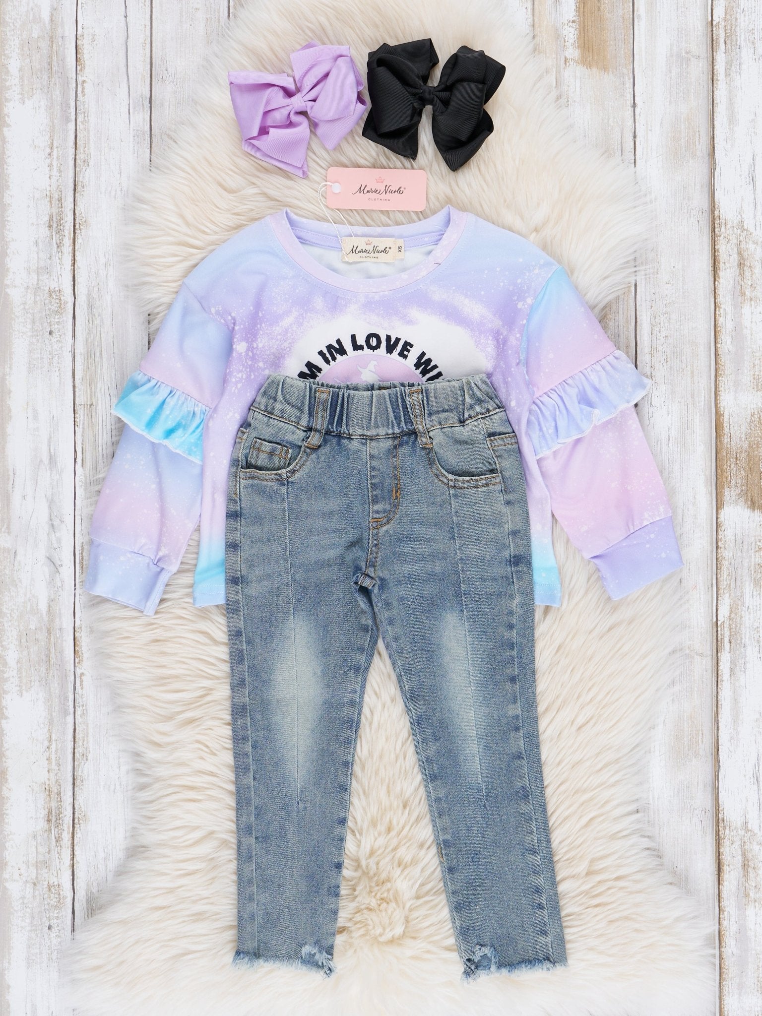 Purple Ombre Halloween Love Ruffle Outfit - Marie Nicole Clothing