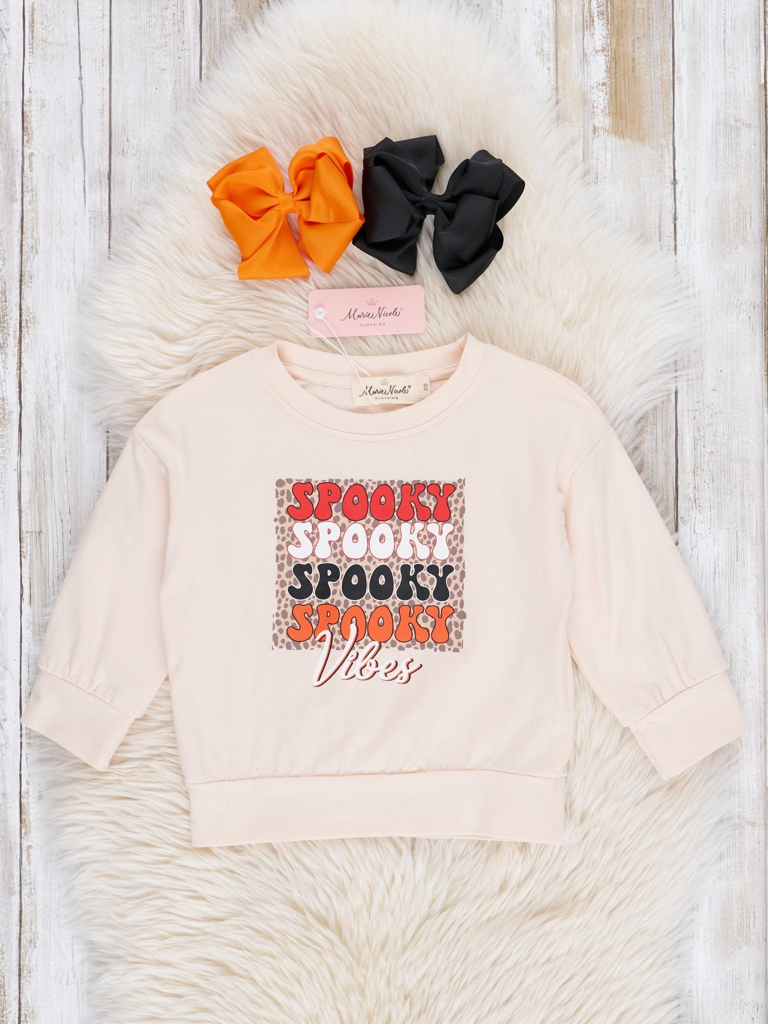 Spookiest Vibes Cream Crew Neck - Marie Nicole Clothing