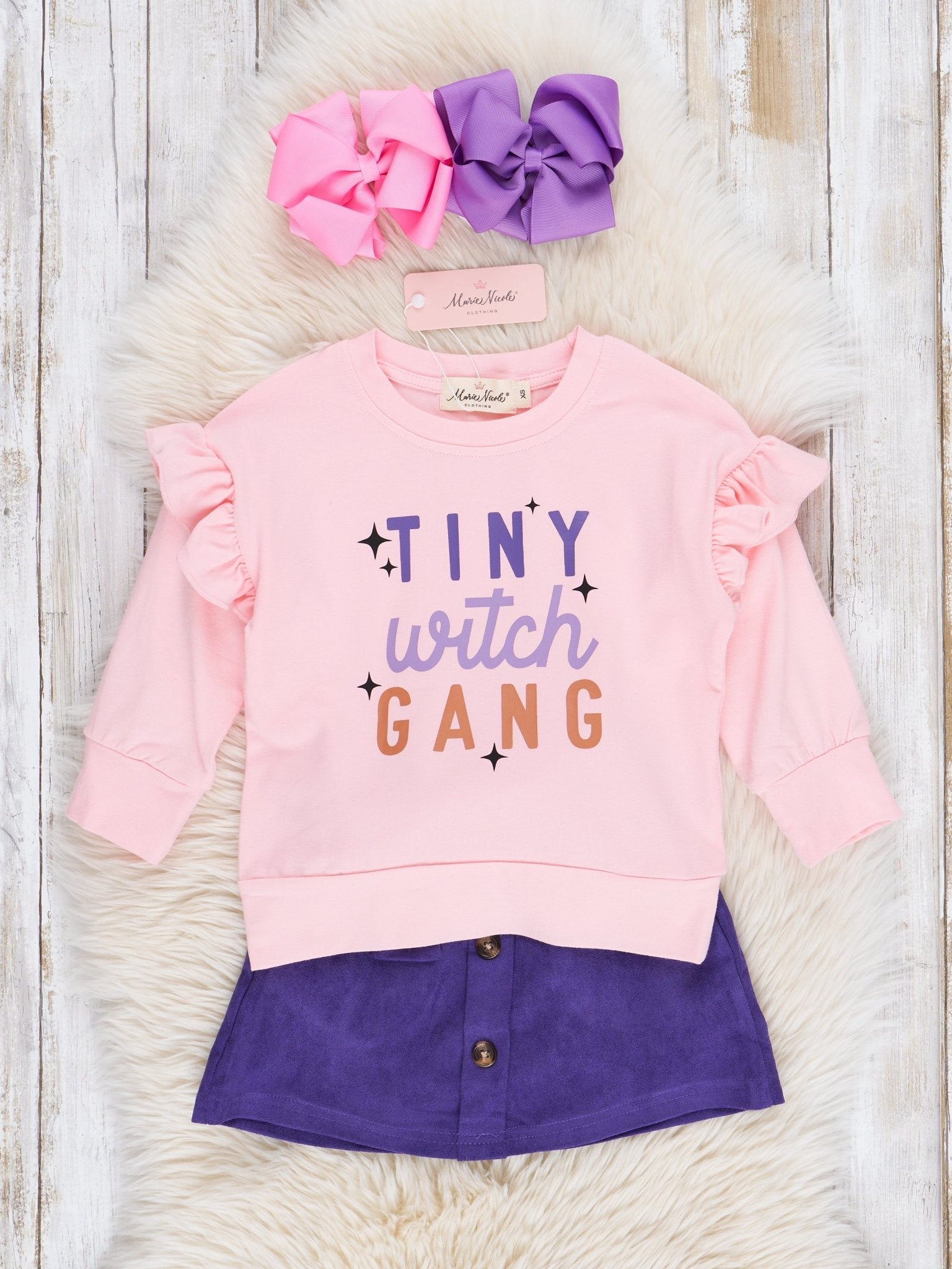 Pink & Purple "Tiny Witch Gang" Outfit - Marie Nicole Clothing