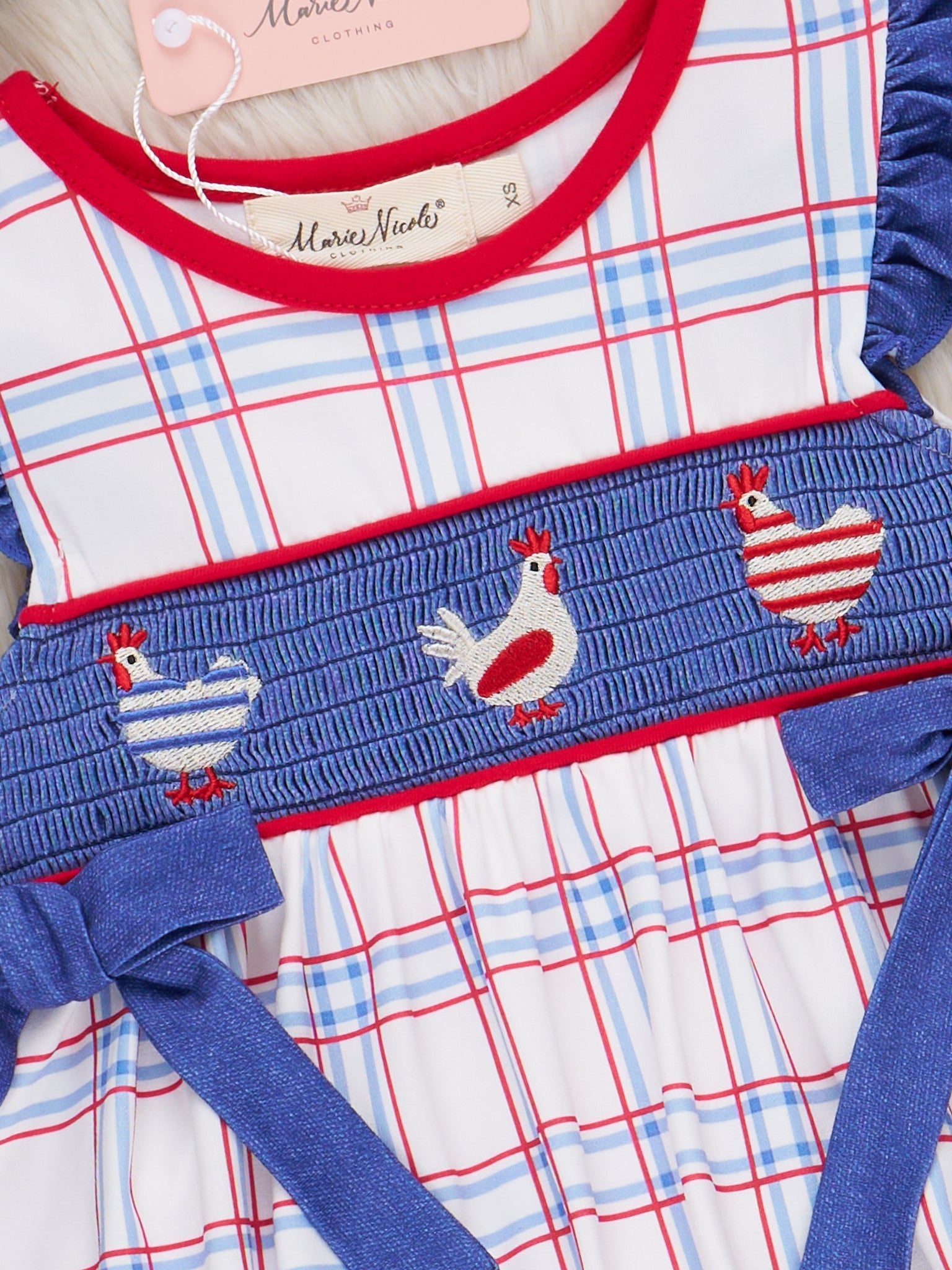 Patriotic Chickens Smocked Ruffle Outfit - Marie Nicole Clothing