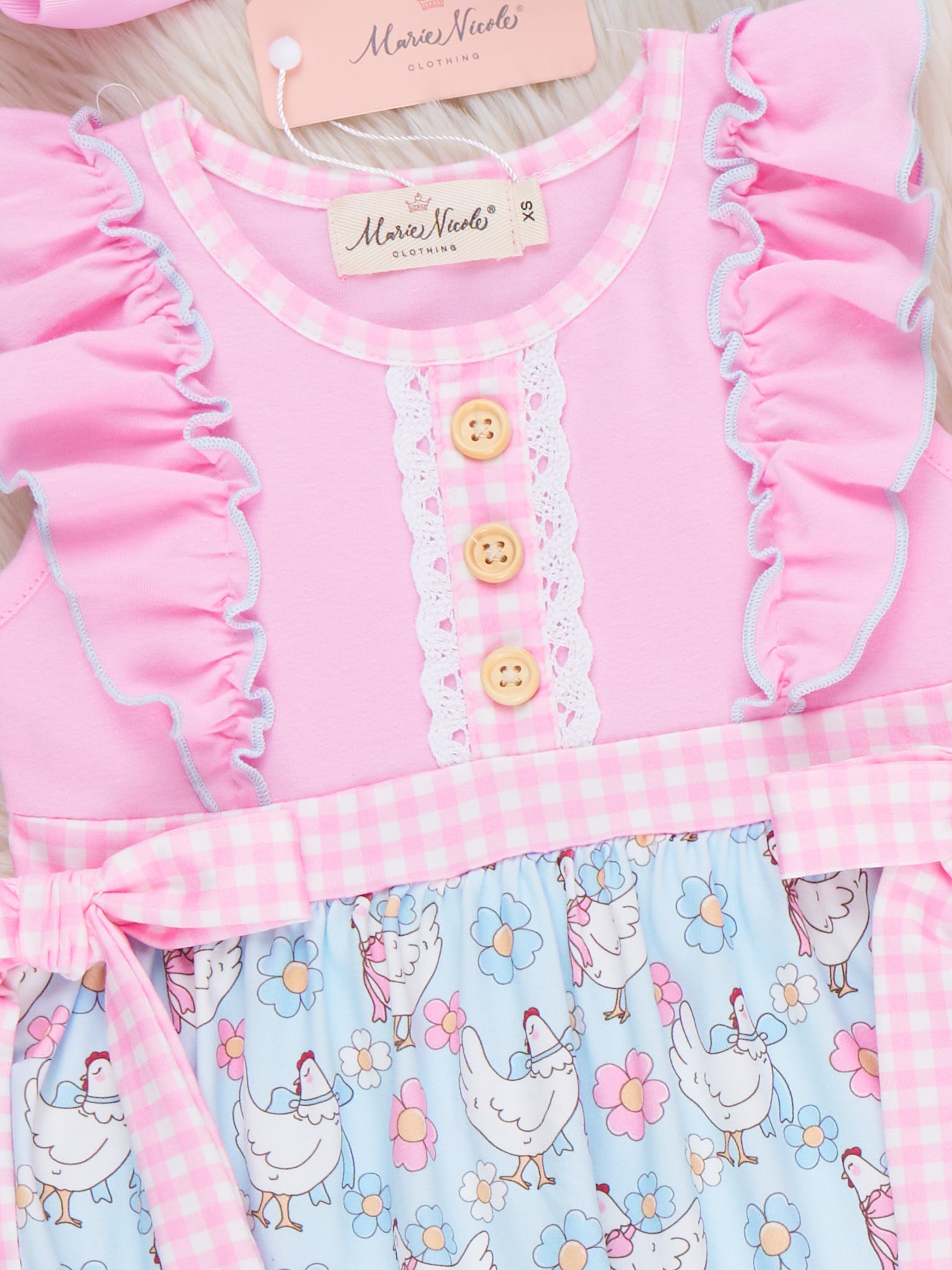 Happy Chickens Ruffle Dress - Marie Nicole Clothing