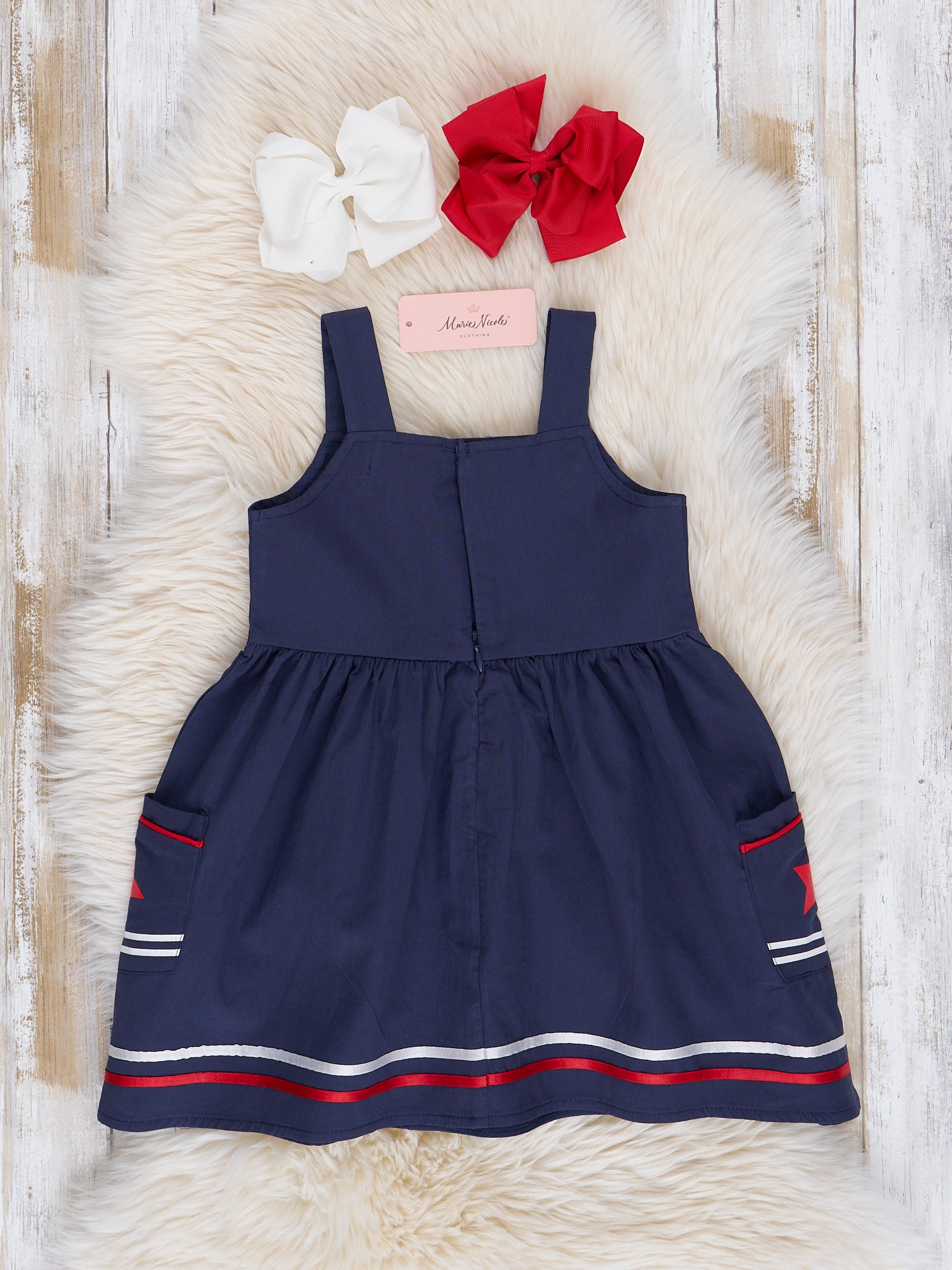Navy Star Spangled Pocket Dress - Marie Nicole Clothing