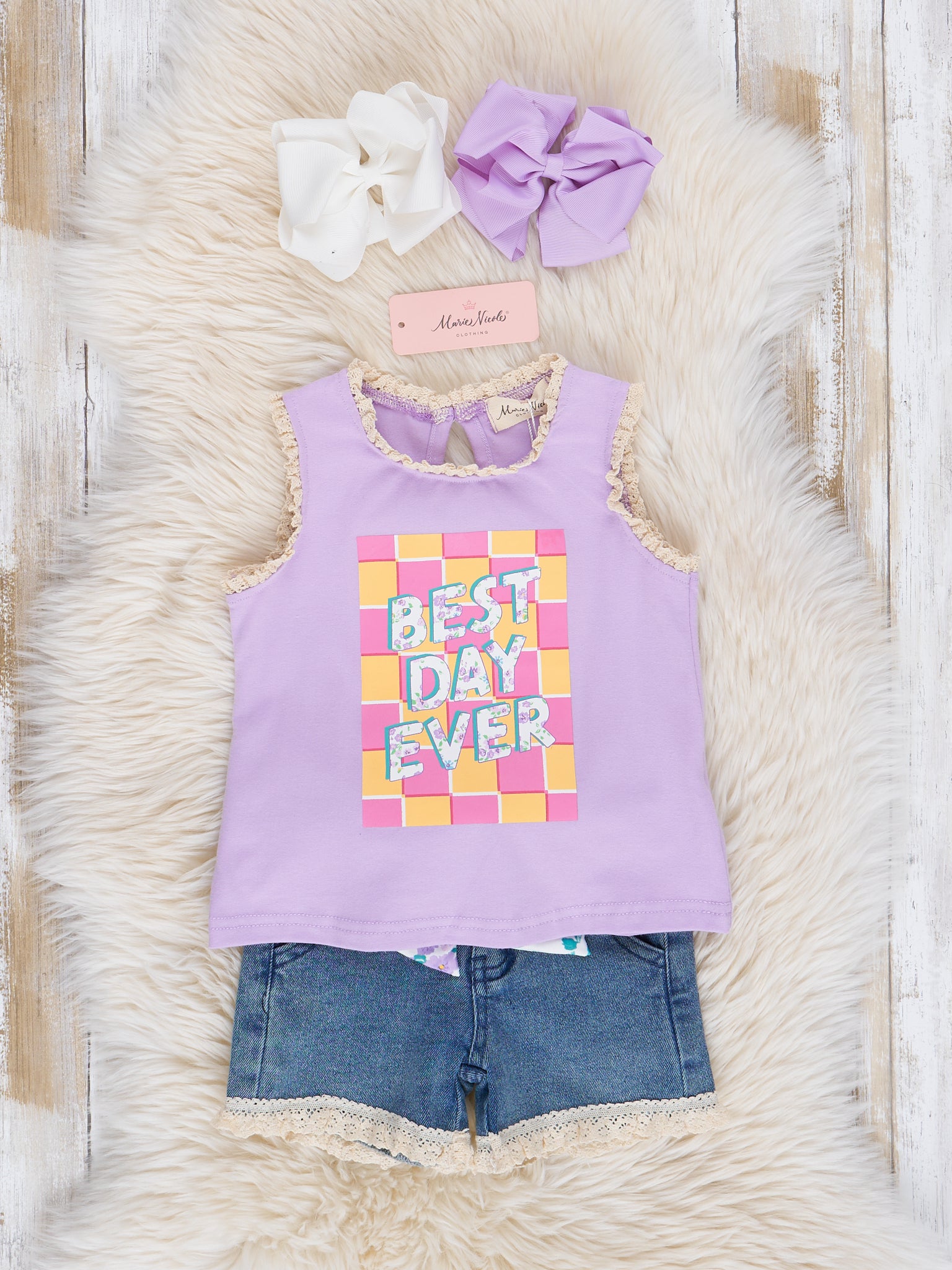 Purple "Best Day Ever" Denim Outfit - Marie Nicole Clothing