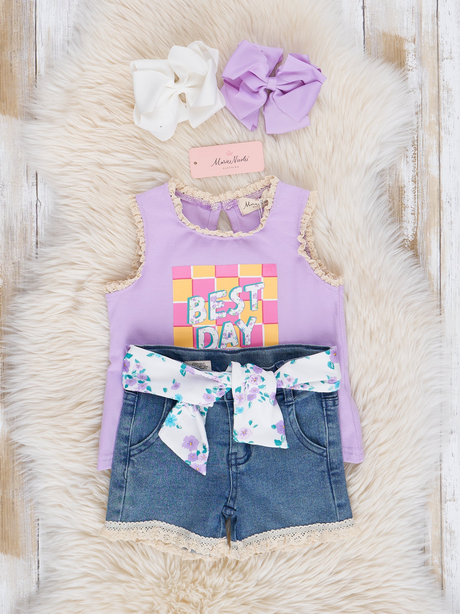 Purple "Best Day Ever" Denim Outfit - Marie Nicole Clothing