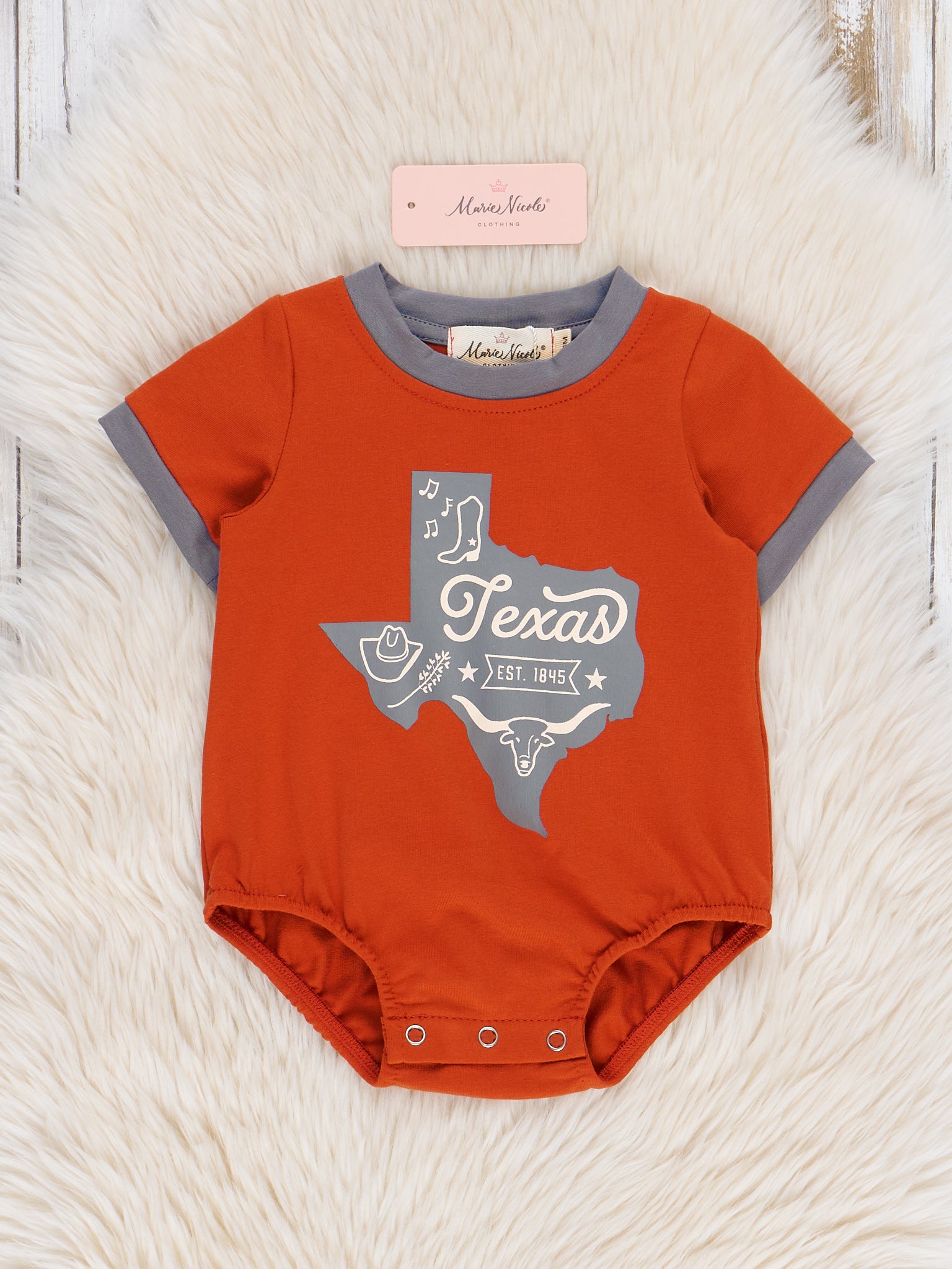 State of Texas Graphic Bubble Romper - Marie Nicole Clothing