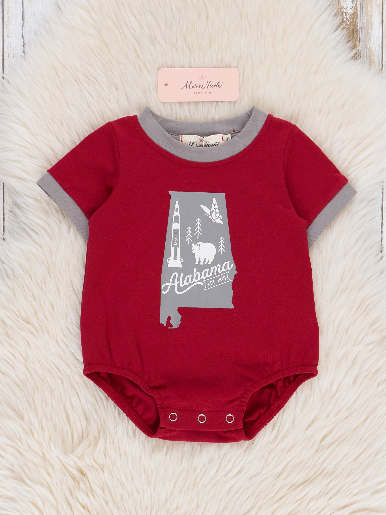 State of Alabama Graphic Bubble Romper - Marie Nicole Clothing