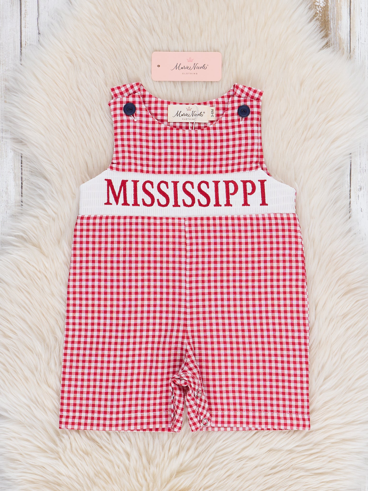 Mississippi Smocked Gingham Johnny - Marie Nicole Clothing