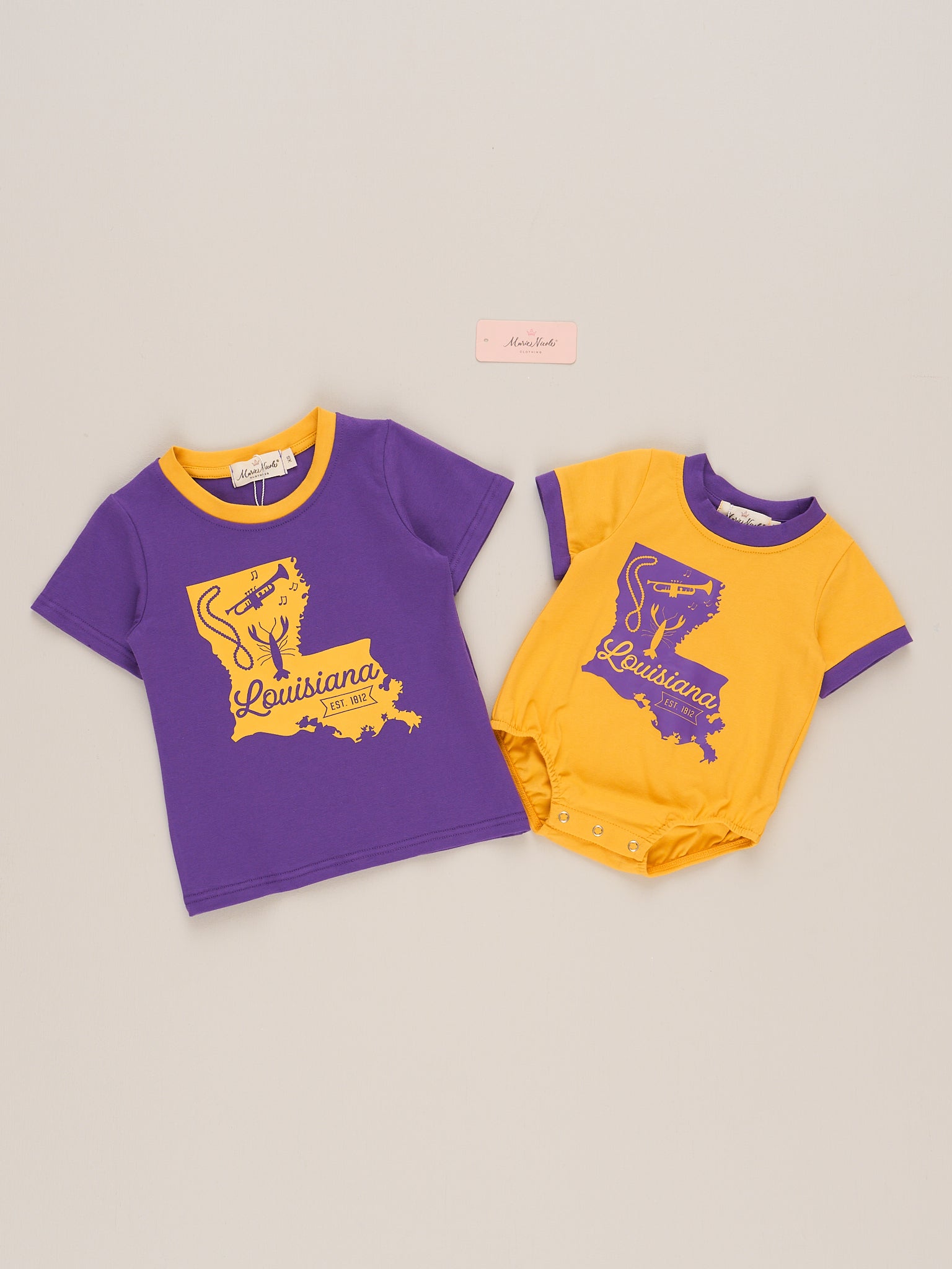 State of Louisiana Graphic Bubble Romper - Marie Nicole Clothing