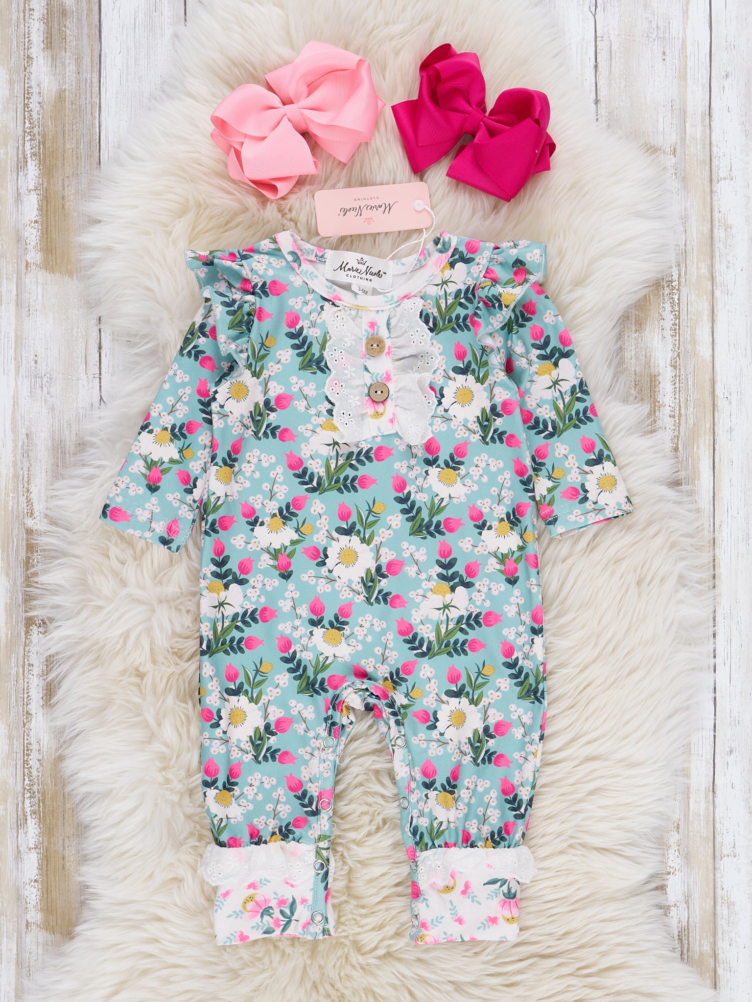 White Daisy Lace Ruffle Romper - Marie Nicole Clothing
