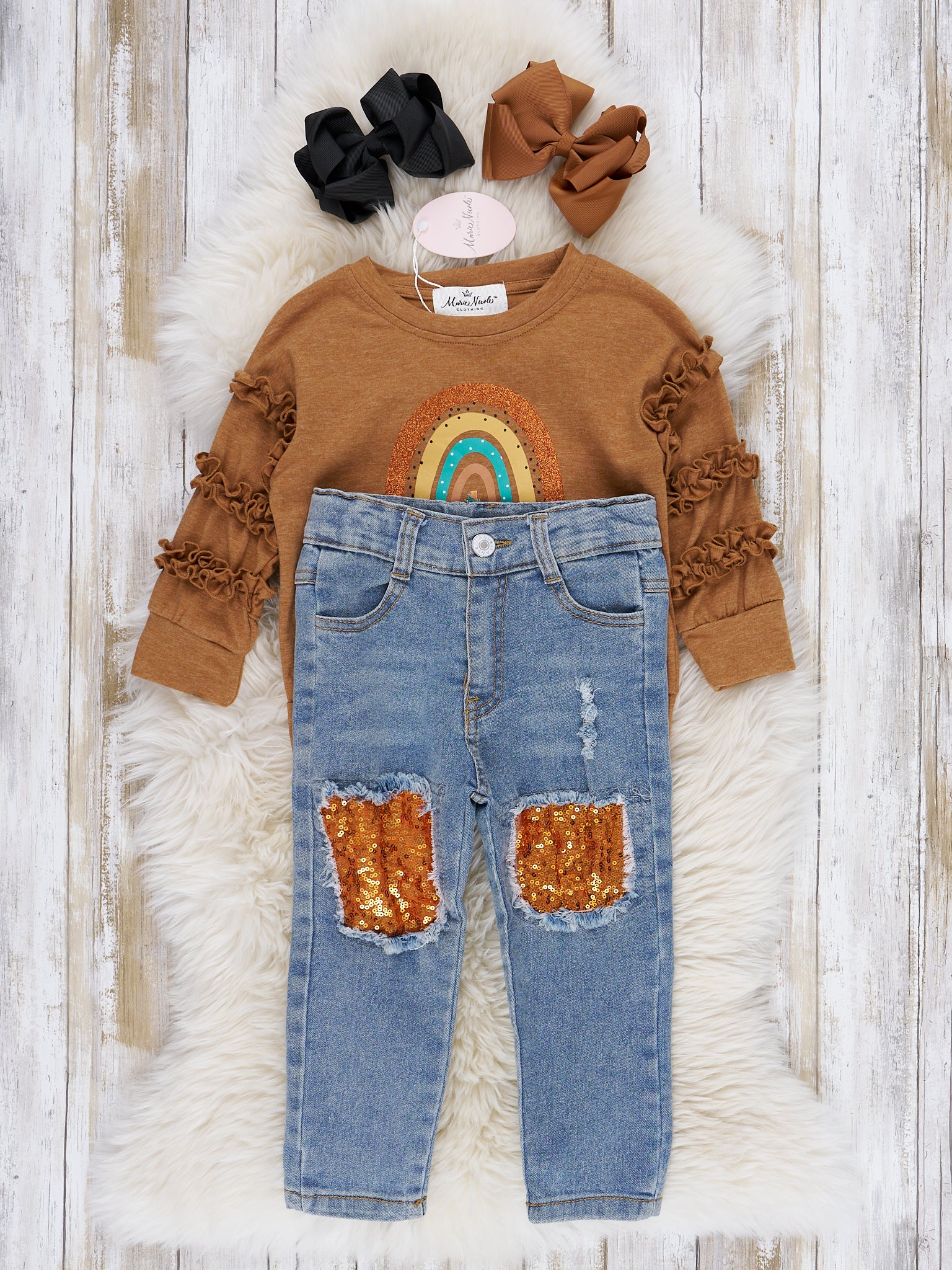 Fall For Jesus Rainbow Denim Outfit - Marie Nicole Clothing