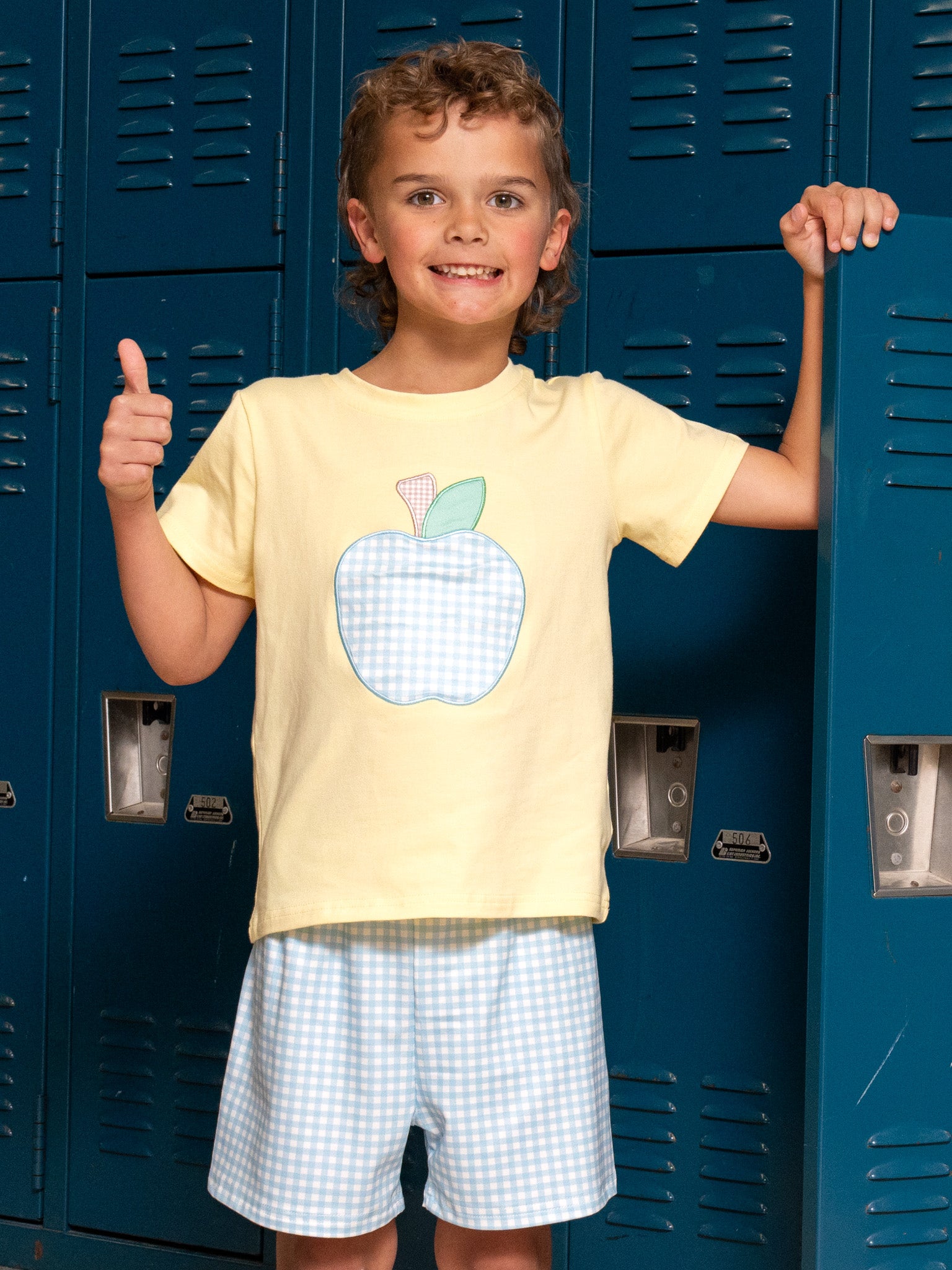 Apple Gingham Embroidered Outfit - Marie Nicole Clothing