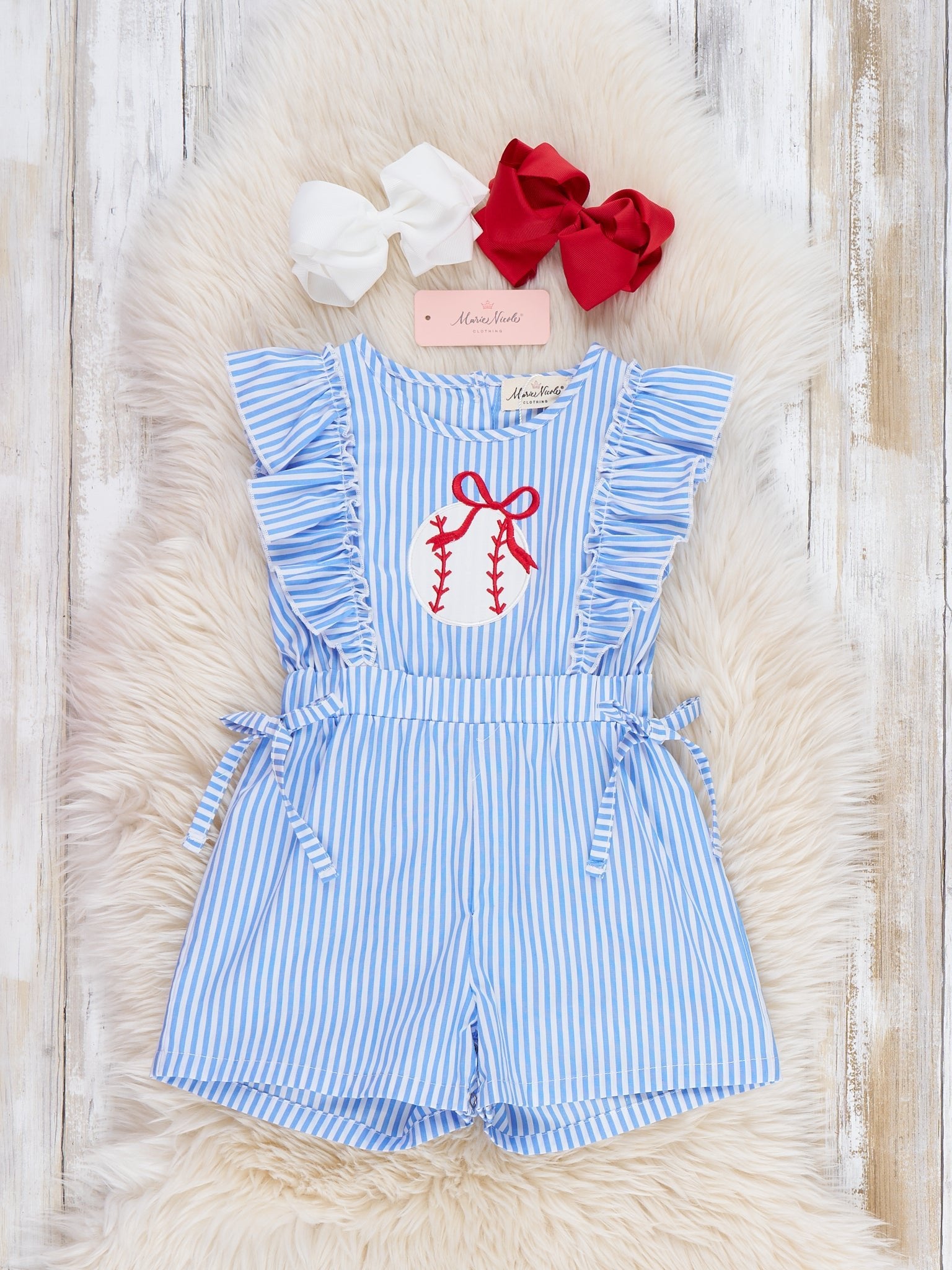 Baseball Ballerina Embroidered 100% Cotton Jumpsuit - Marie Nicole Clothing