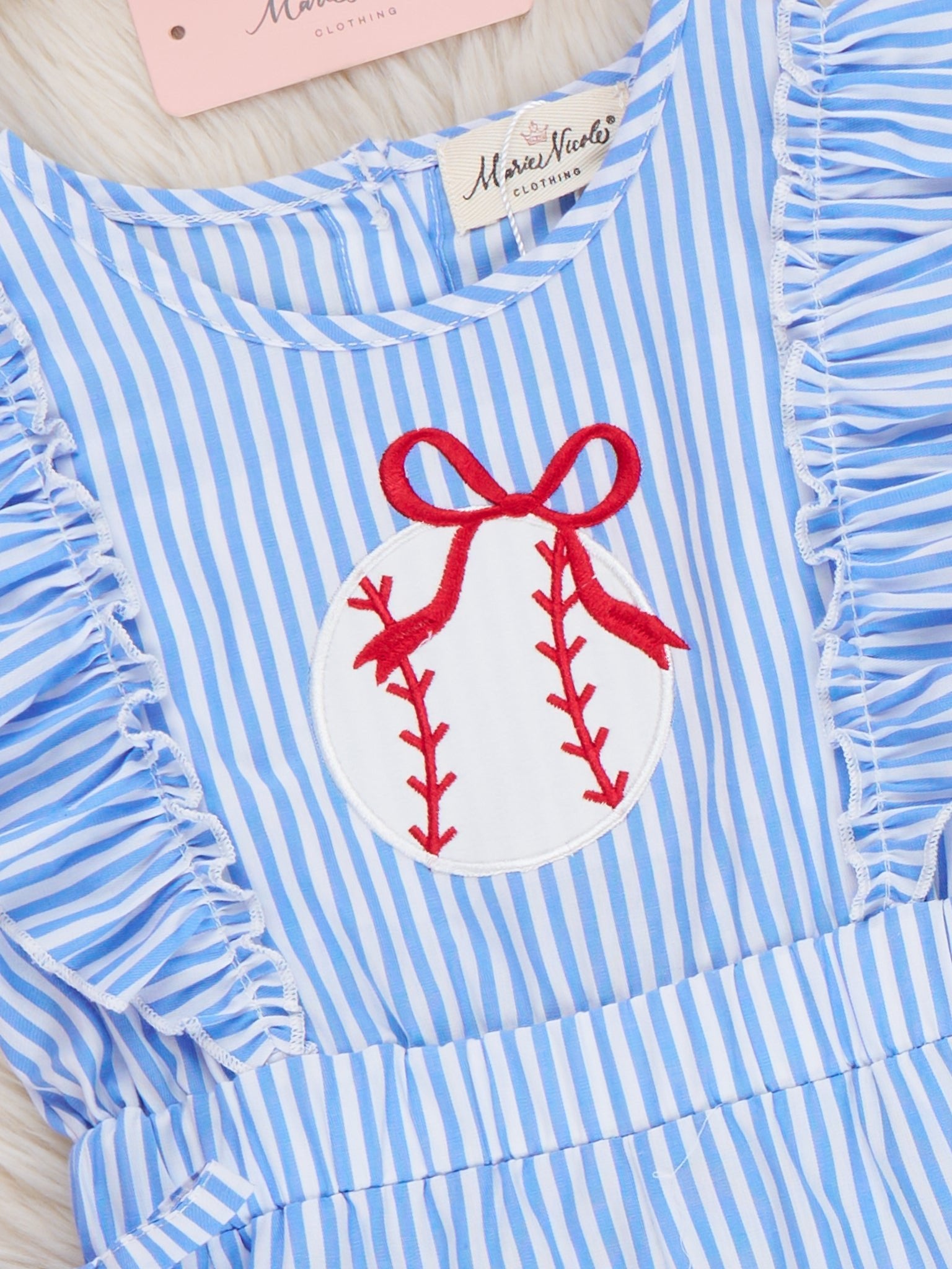 Baseball Ballerina Embroidered 100% Cotton Jumpsuit - Marie Nicole Clothing