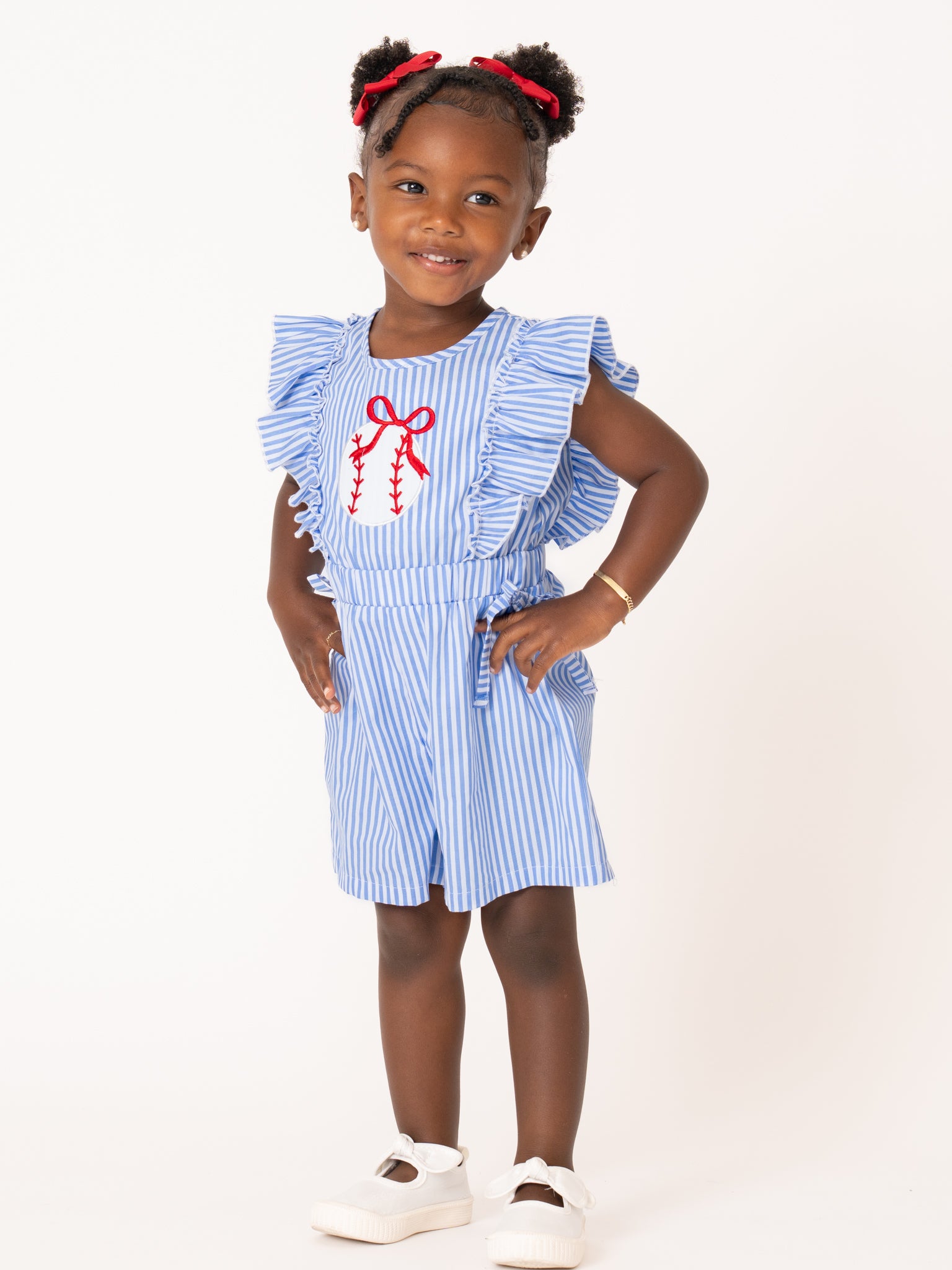 Baseball Ballerina Embroidered 100% Cotton Jumpsuit - Marie Nicole Clothing